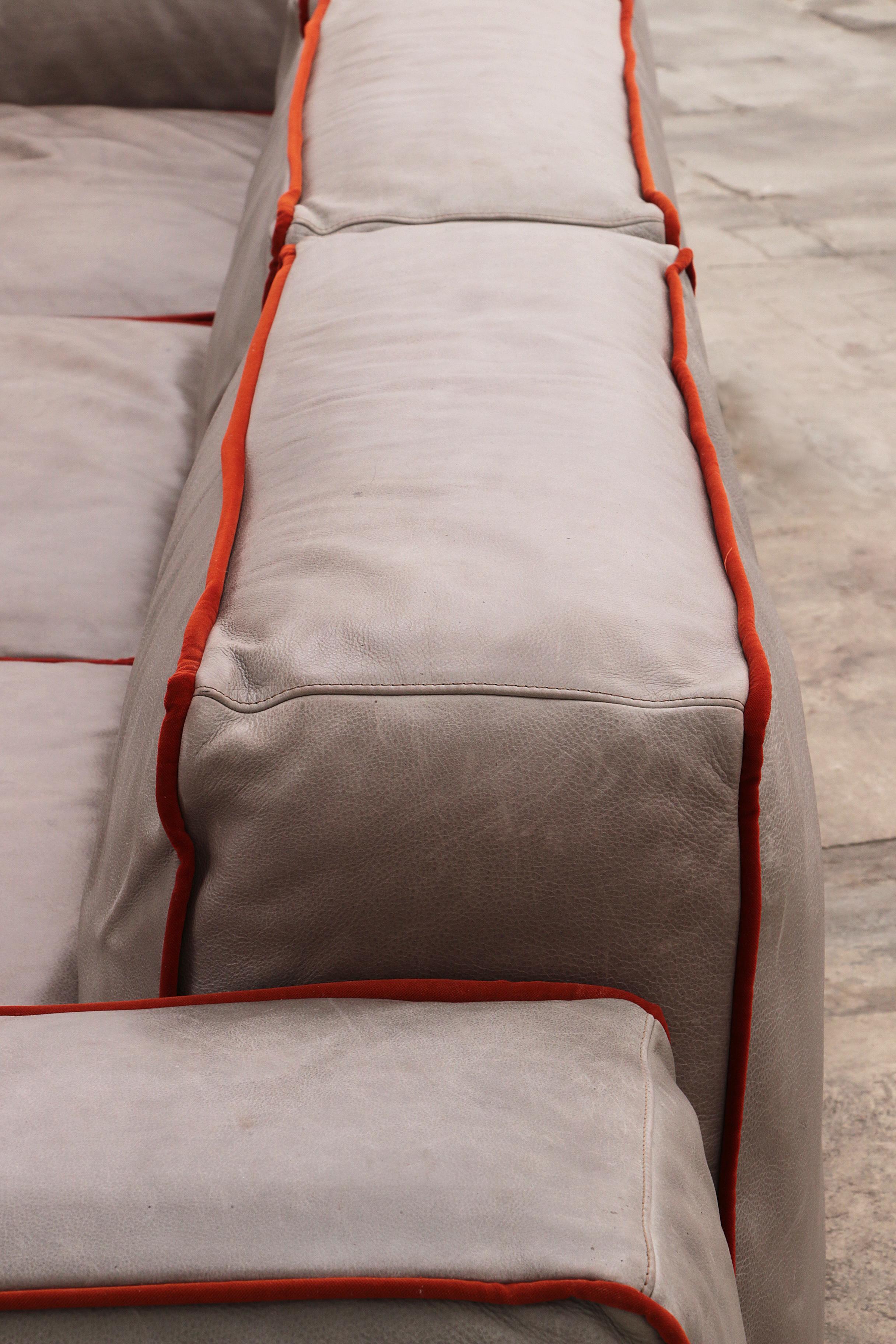 Modular Italian Leather Sofa Riff from Flexteam For Sale 7