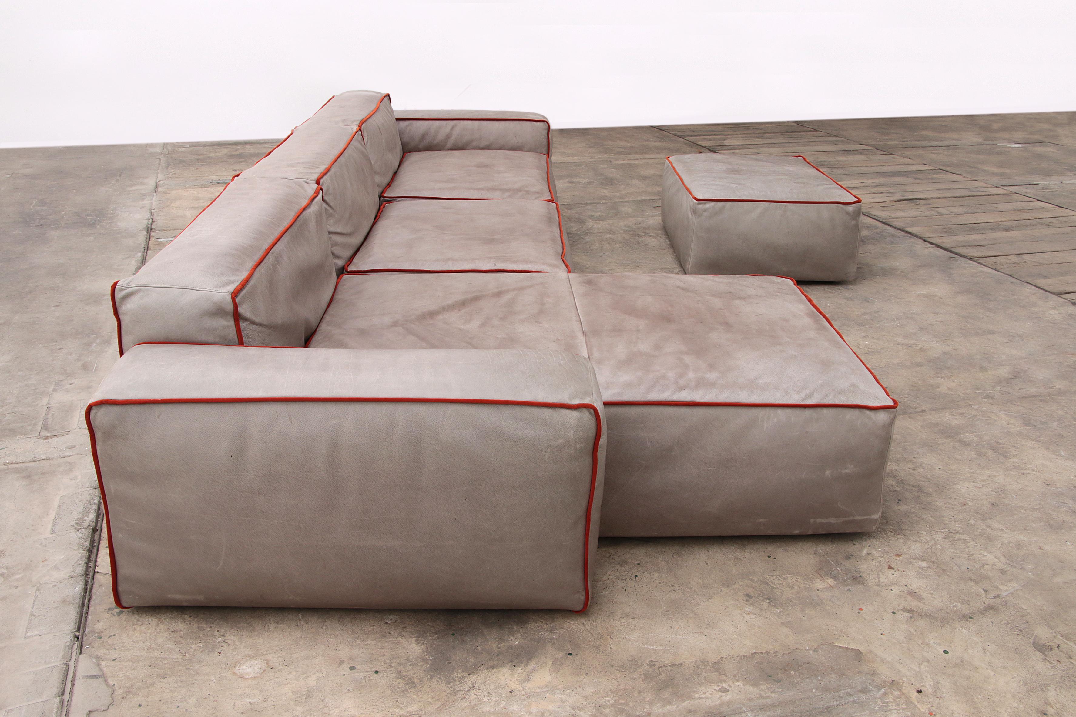 Modulares italienisches Leder-Sofa Riff von Flexteam (Ende des 20. Jahrhunderts) im Angebot