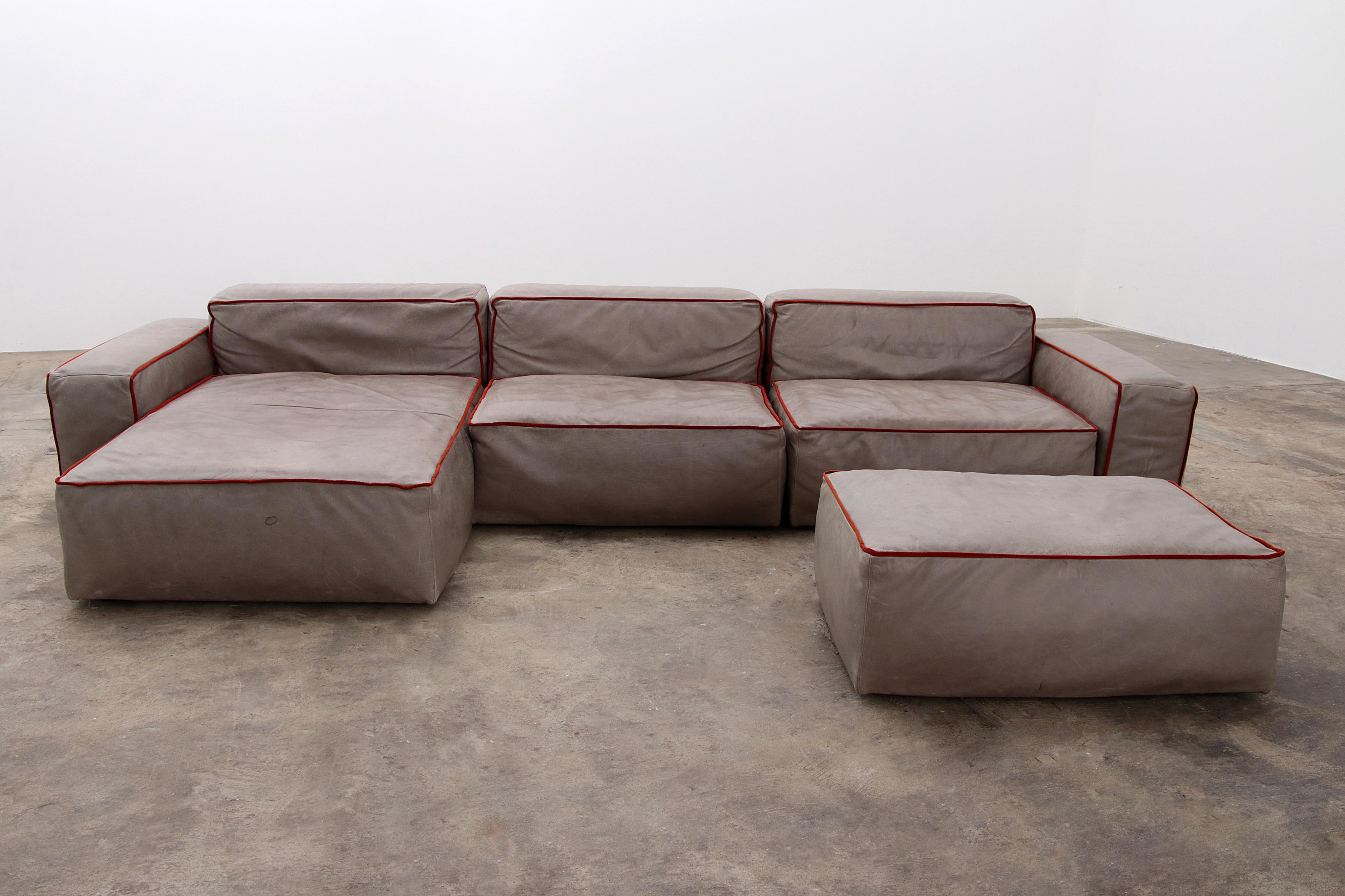 Modular Italian Leather Sofa Riff from Flexteam For Sale 2