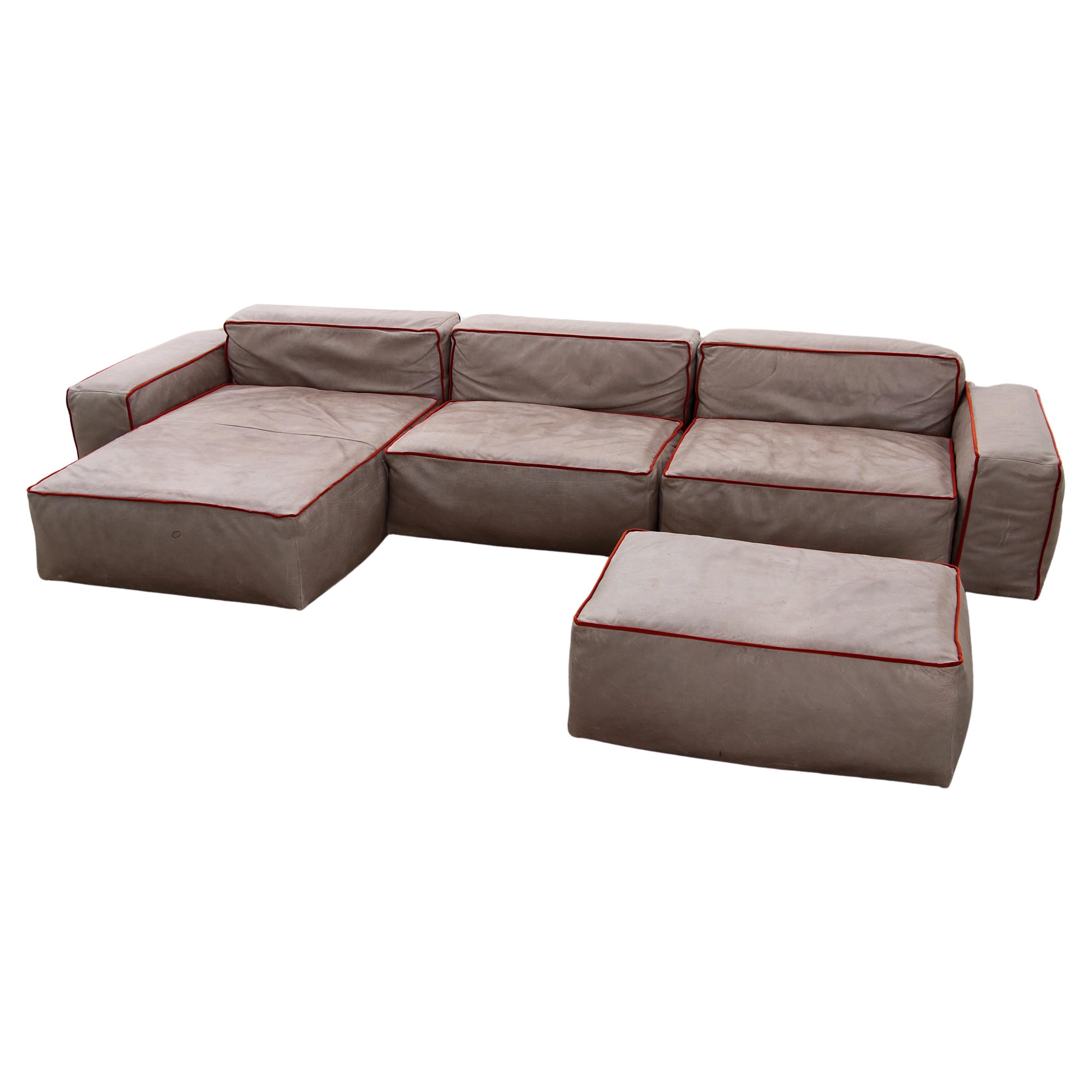 Modulares italienisches Leder-Sofa Riff von Flexteam im Angebot