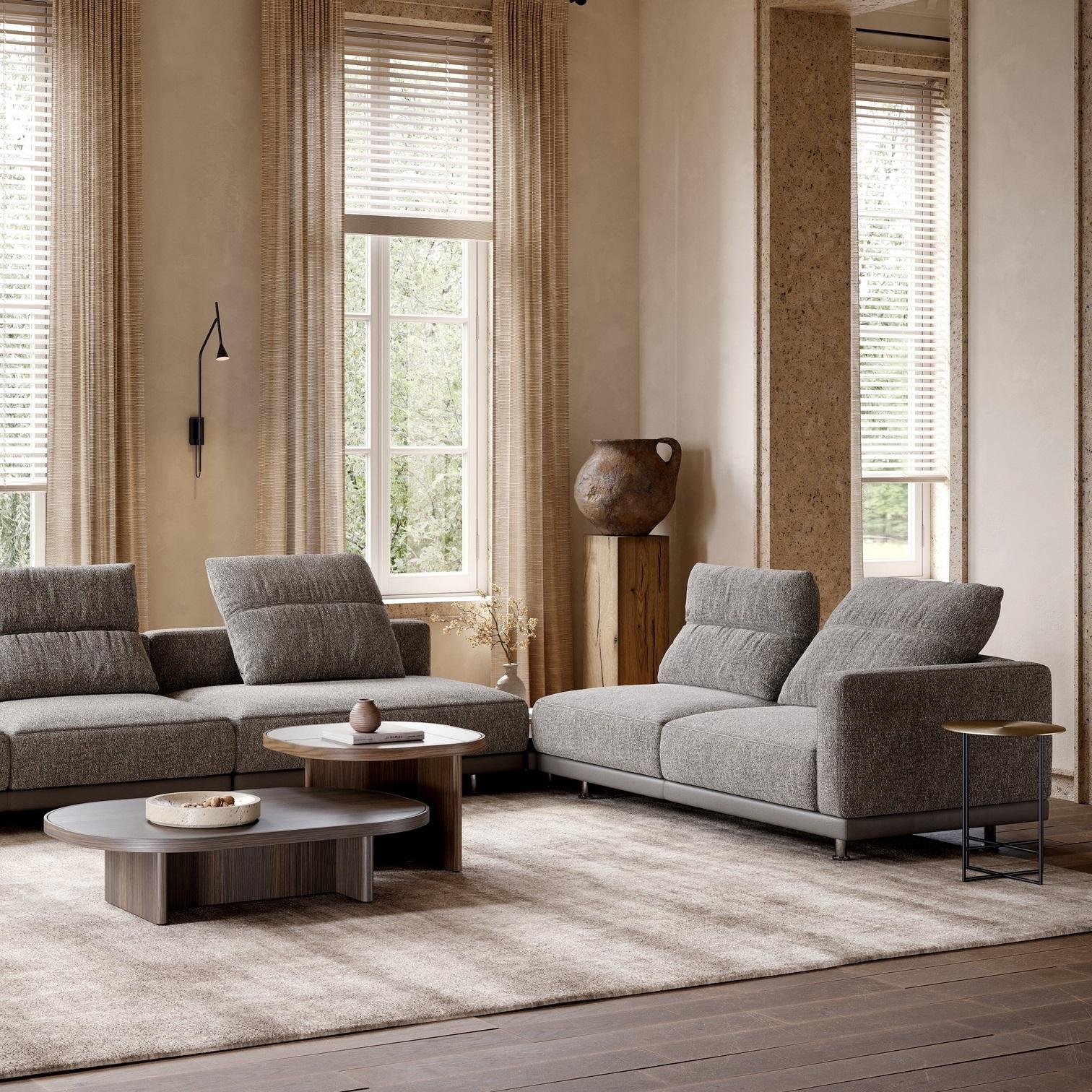 Modular L-Shape Sofa with Cream Velvet Upholstery en venta 1