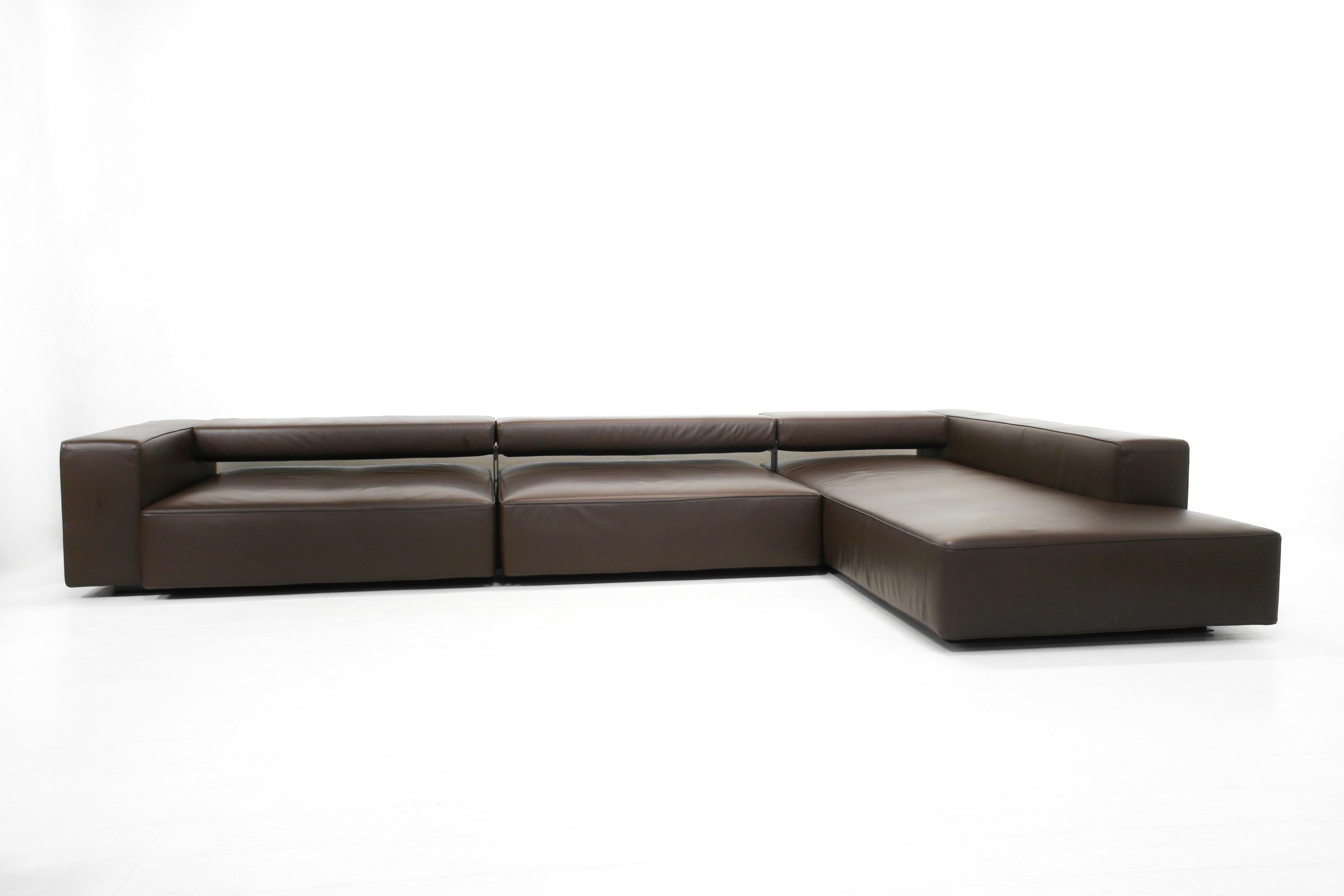 Minimalist Modular Leather Andy Landscape Sofa by Paolo Piva for B&B Italia