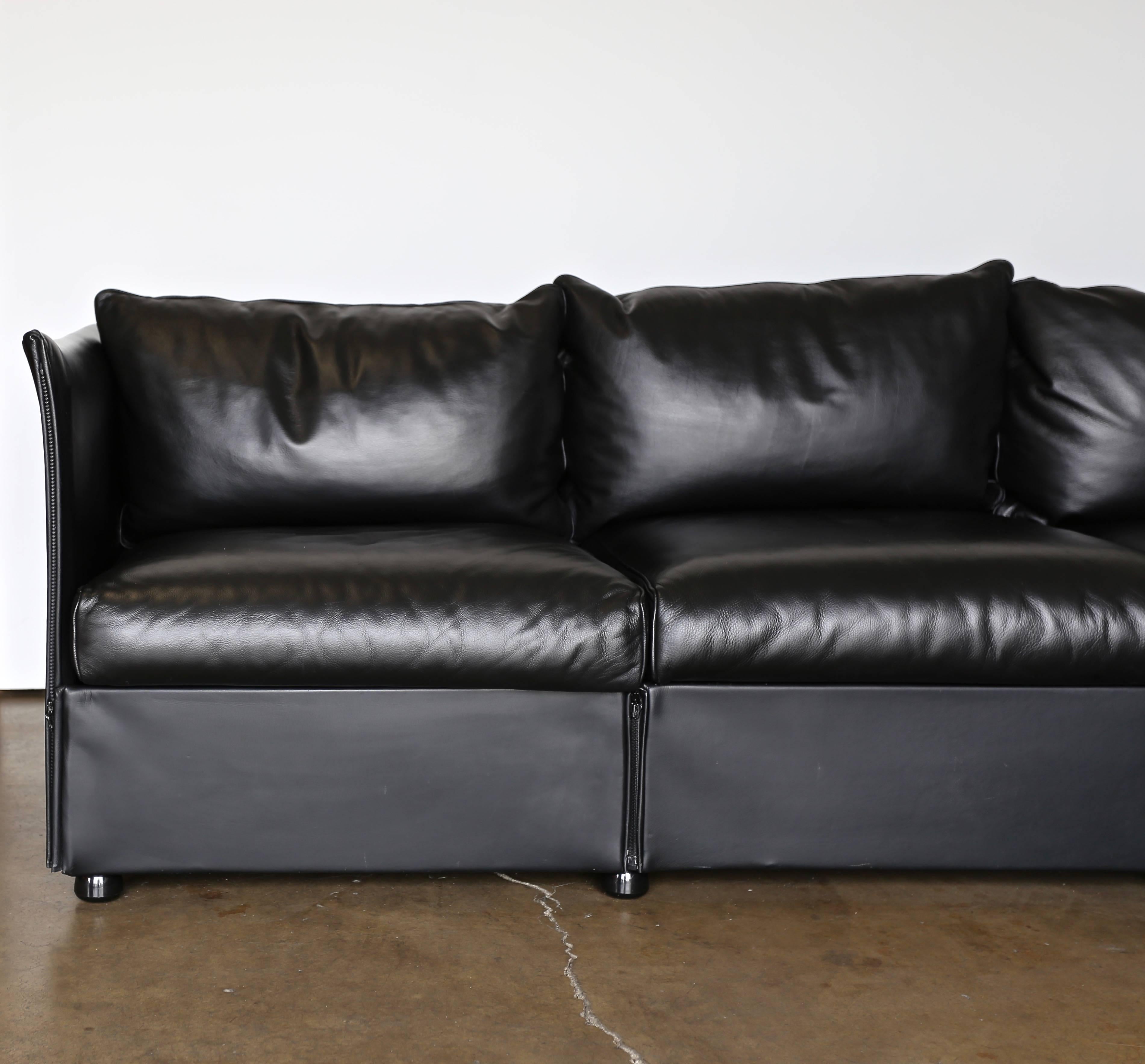 Modular Leather Char-a-Banc Sofa by Mario Bellin for Cassina 4