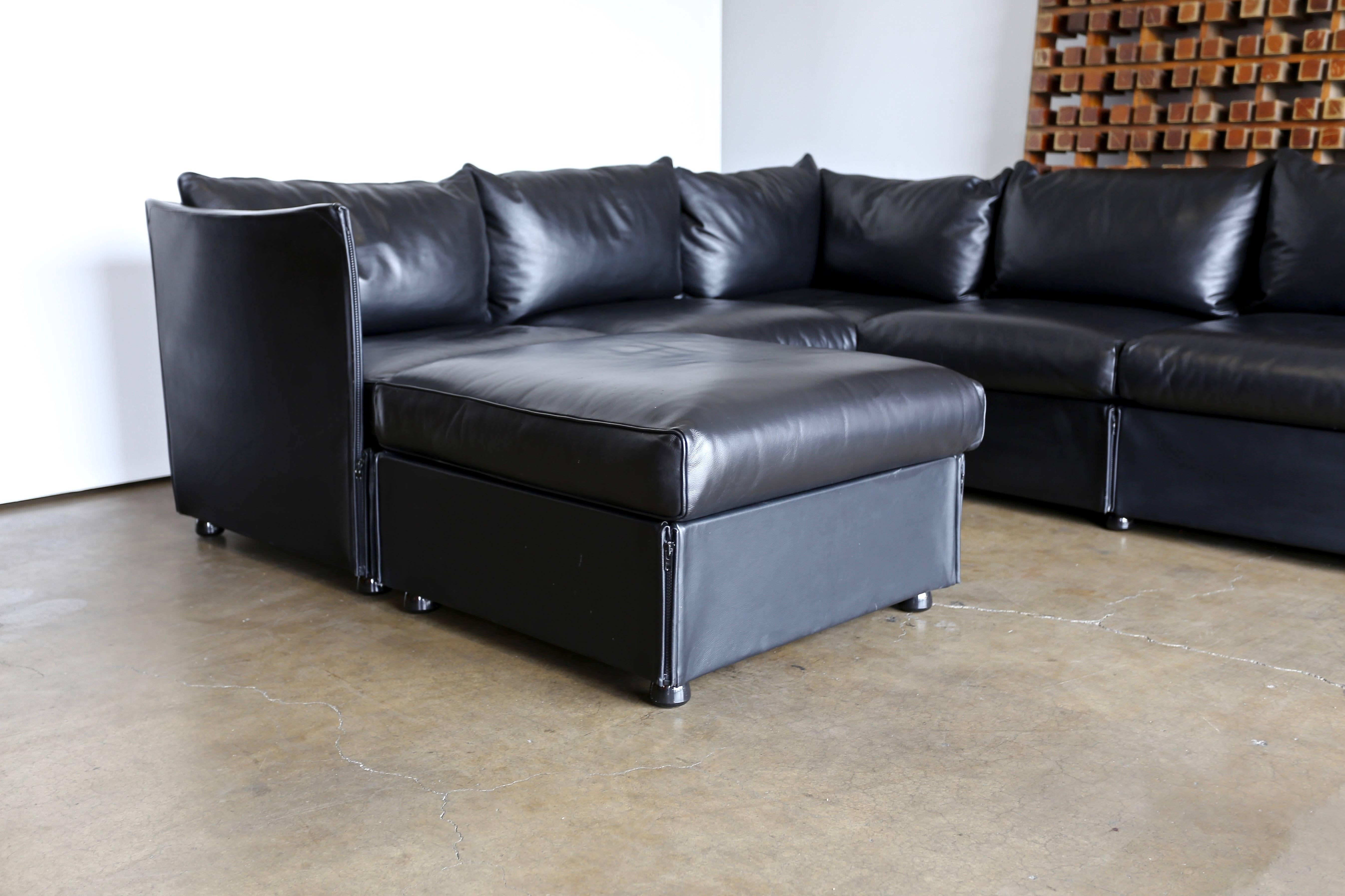 Modular Leather Char-a-Banc Sofa by Mario Bellin for Cassina 6