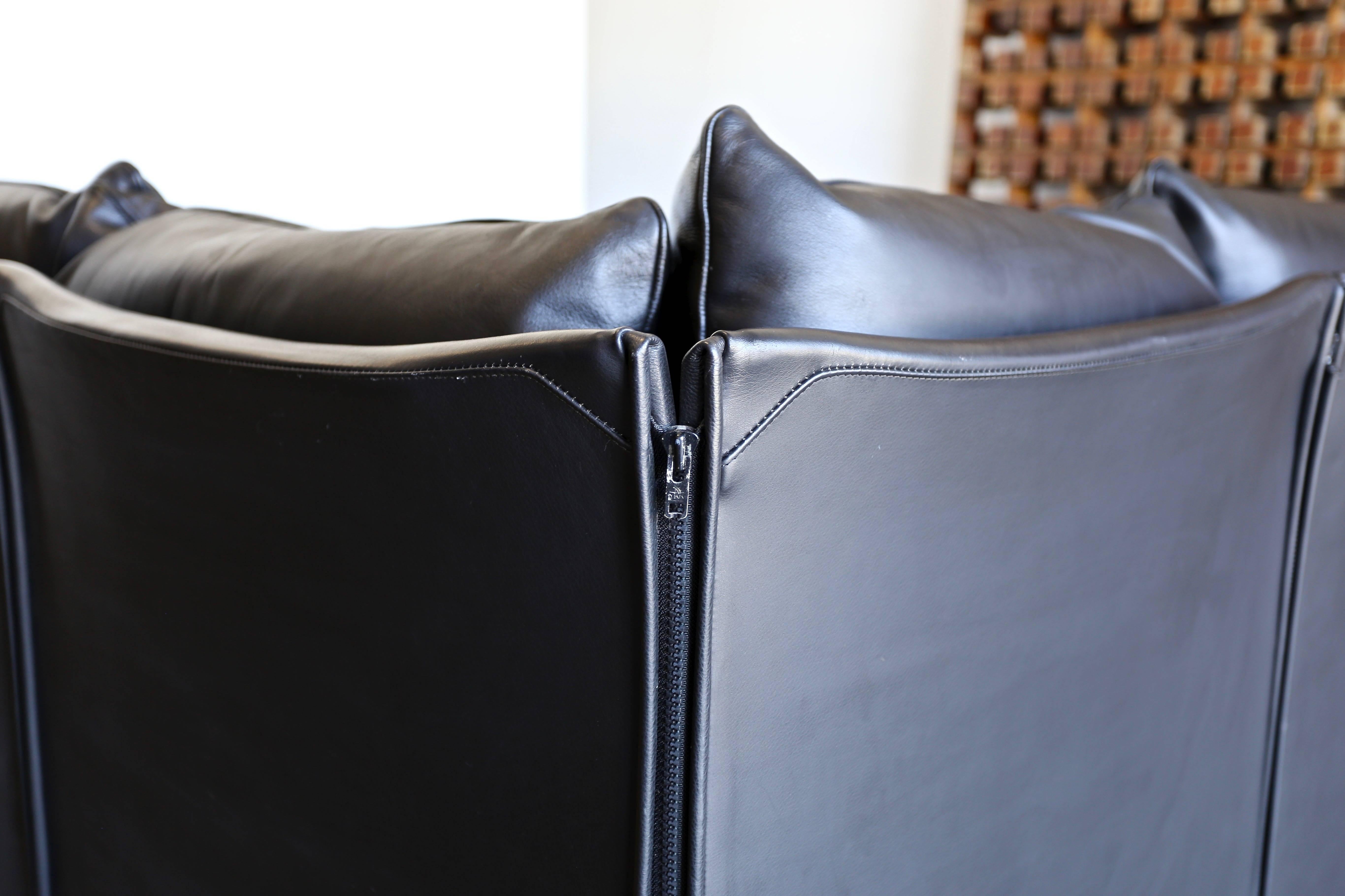Italian Modular Leather Char-a-Banc Sofa by Mario Bellin for Cassina