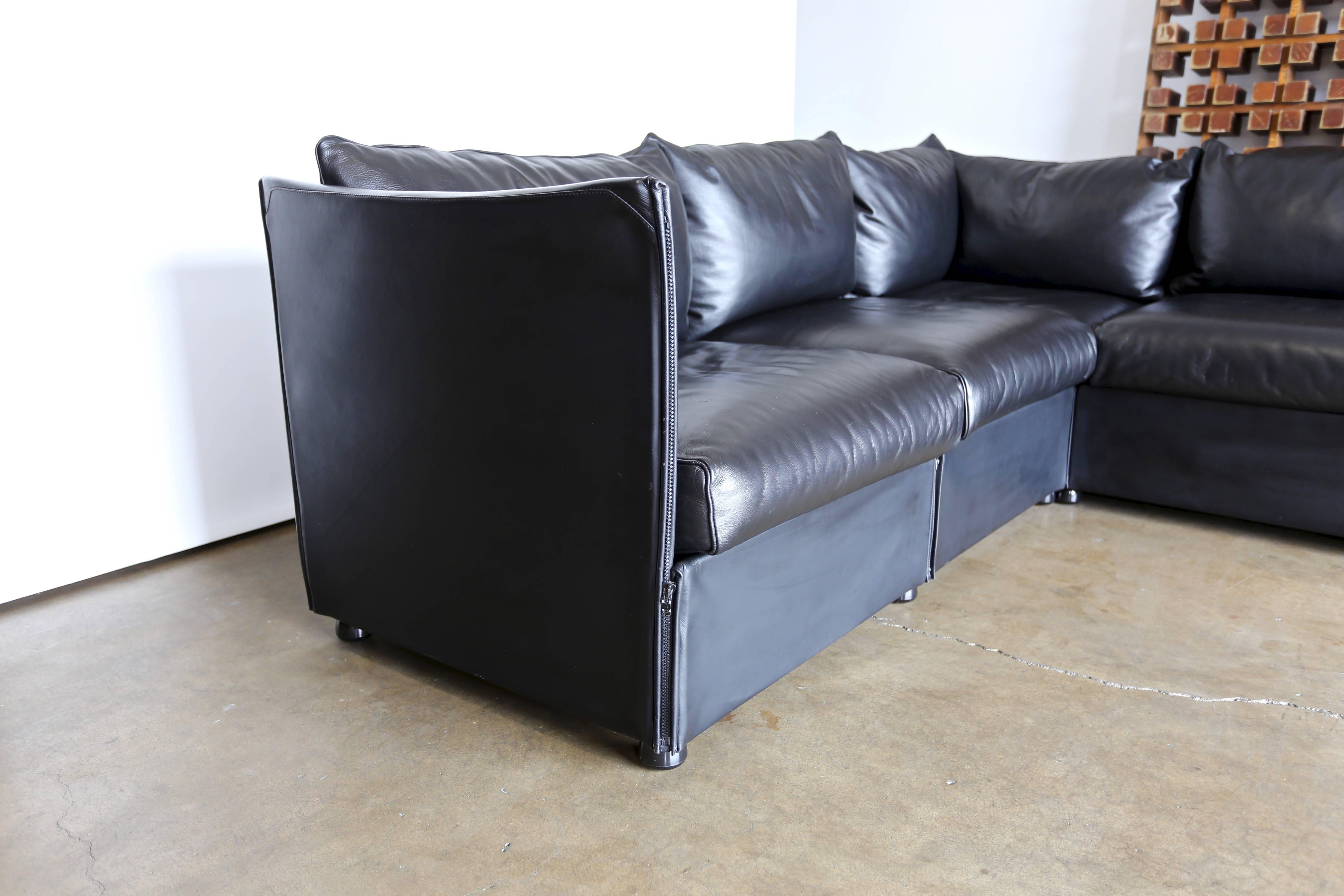 Modular Leather Char-a-Banc Sofa by Mario Bellin for Cassina 3
