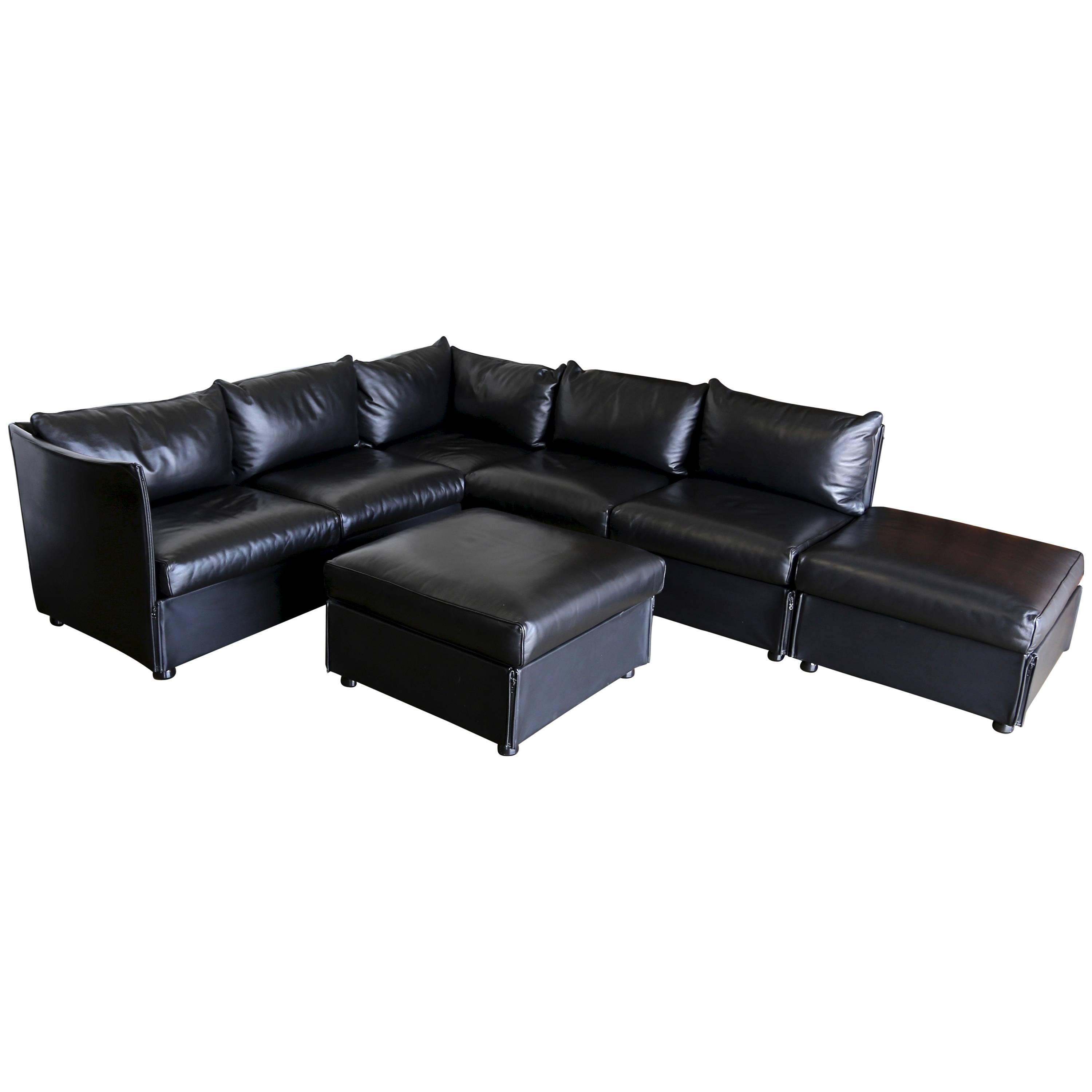 Modular Leather Char-a-Banc Sofa by Mario Bellin for Cassina