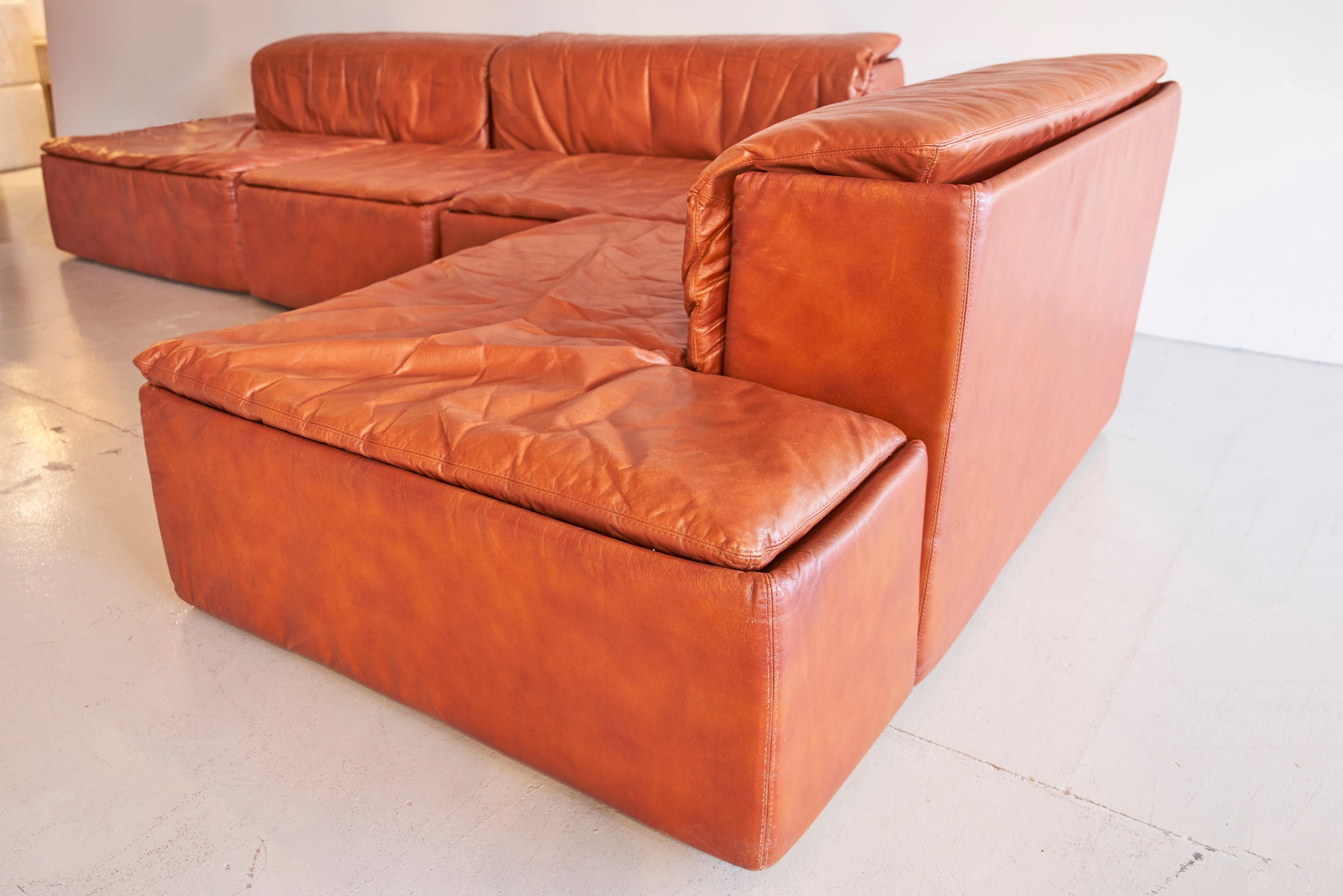 Italian Modular Leather Sectional by Claudio Salocchi