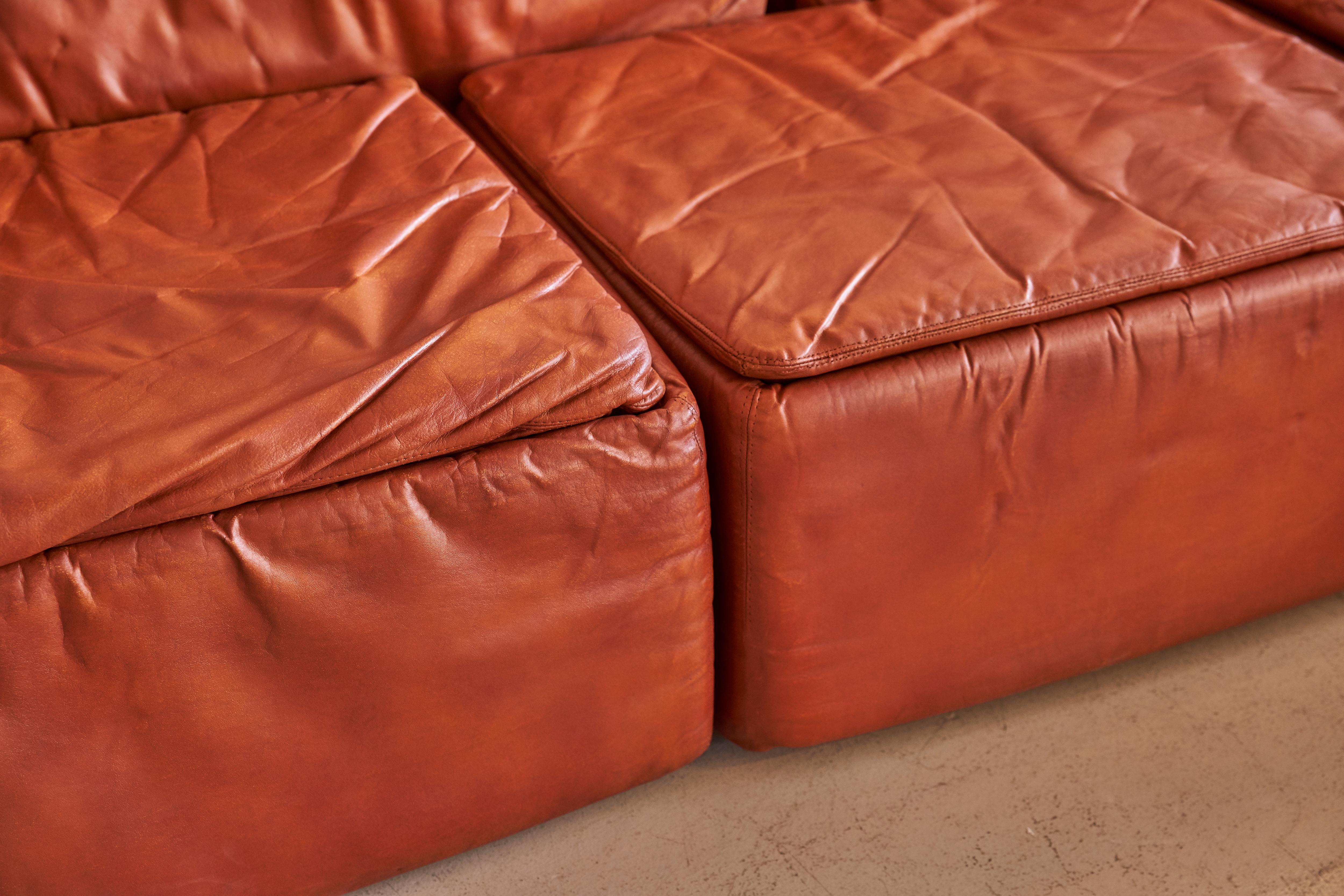 Mid-20th Century Modular Leather Sectional by Claudio Salocchi