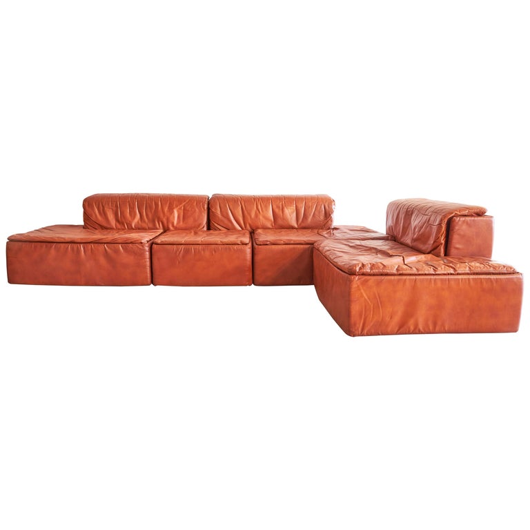 Modular Leather Sectional By Claudio, Red Leather Modular Sectional Sofa