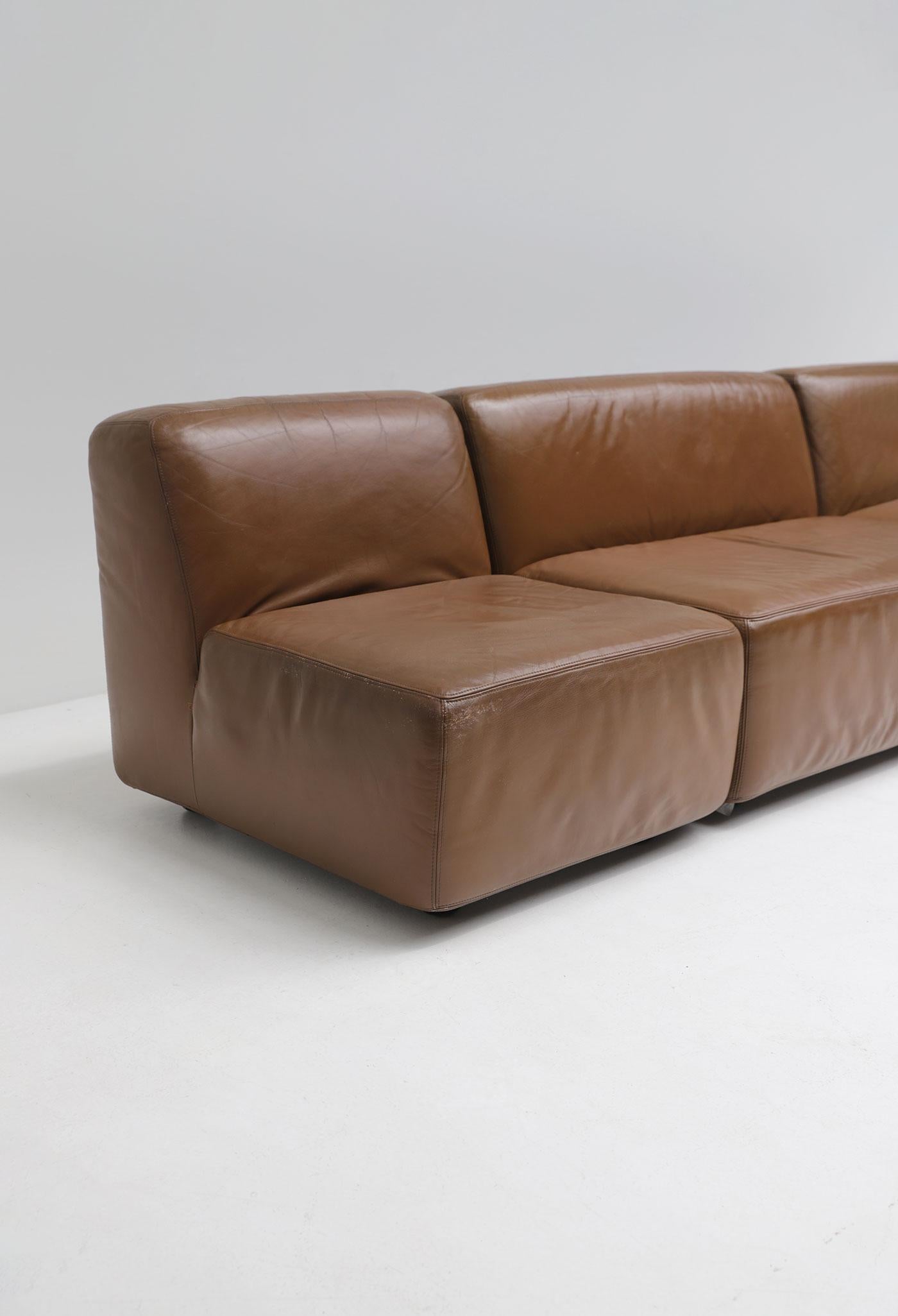 Sofá modular de cuero, fabricado por Durlet, Bélgica, años 70. en venta 5