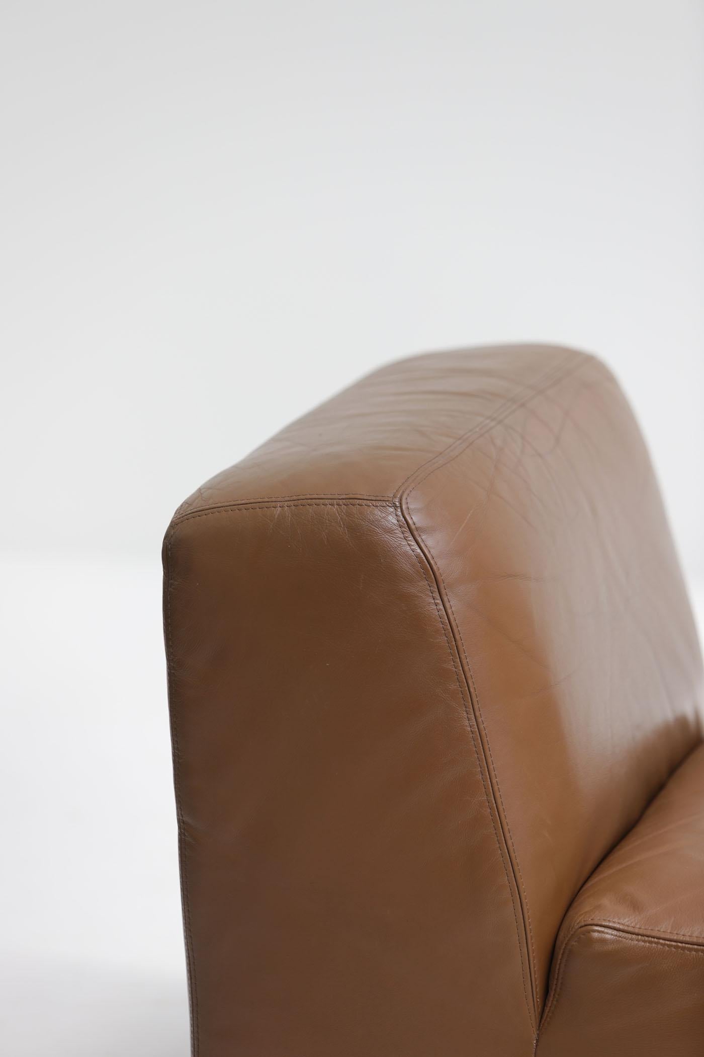 Sofá modular de cuero, fabricado por Durlet, Bélgica, años 70. en venta 6