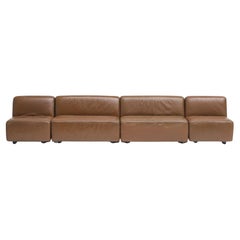 Modular leather sofa, manufactured by Durlet, Belgium, 1970s.