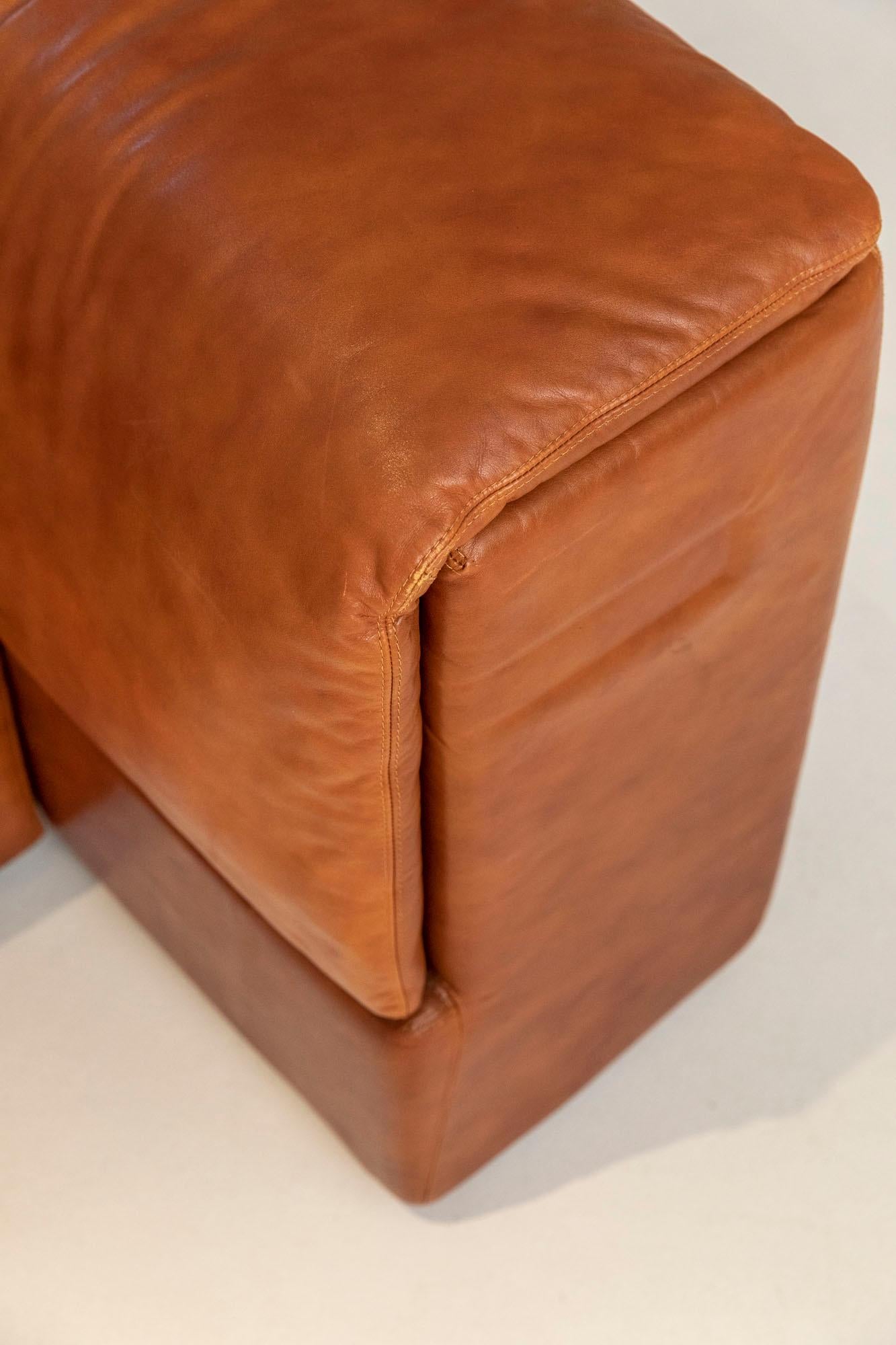 Mid-20th Century Modular Leather Sofas by Claudio Salocchi for Sormani
