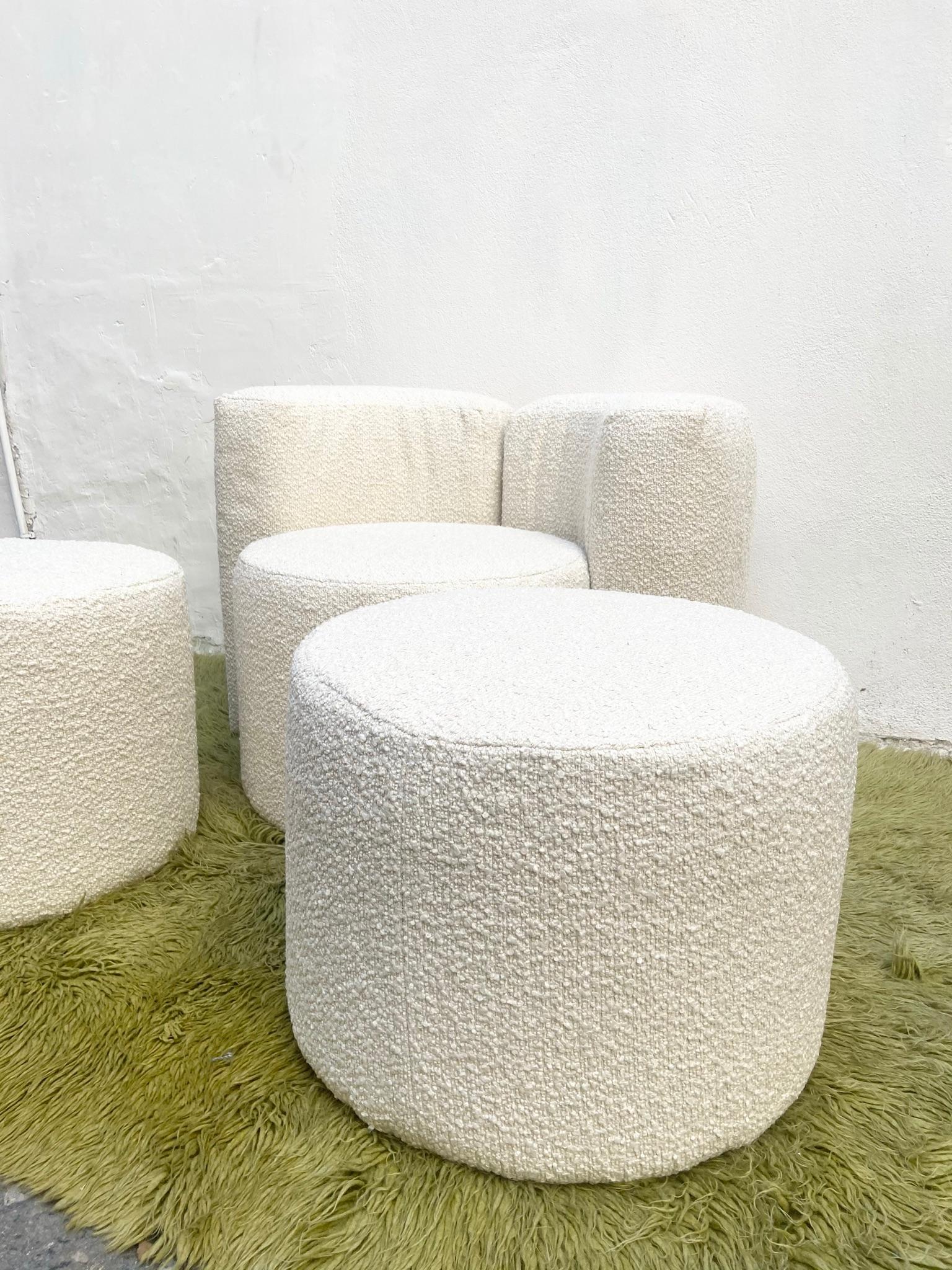Ennio Chiggio Style Modular Lounge Chair and Poufs Set, Italy, 19 In Excellent Condition In Naples, IT