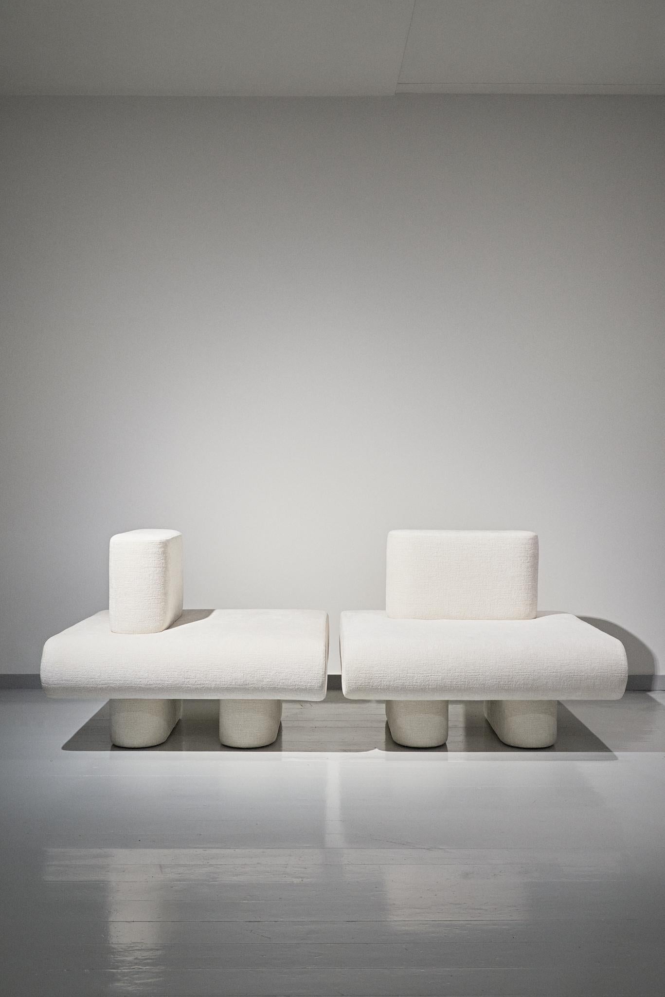 Latvian Modular Lounge Chair Seating with Back Headboard Flowers by Olga Engel For Sale