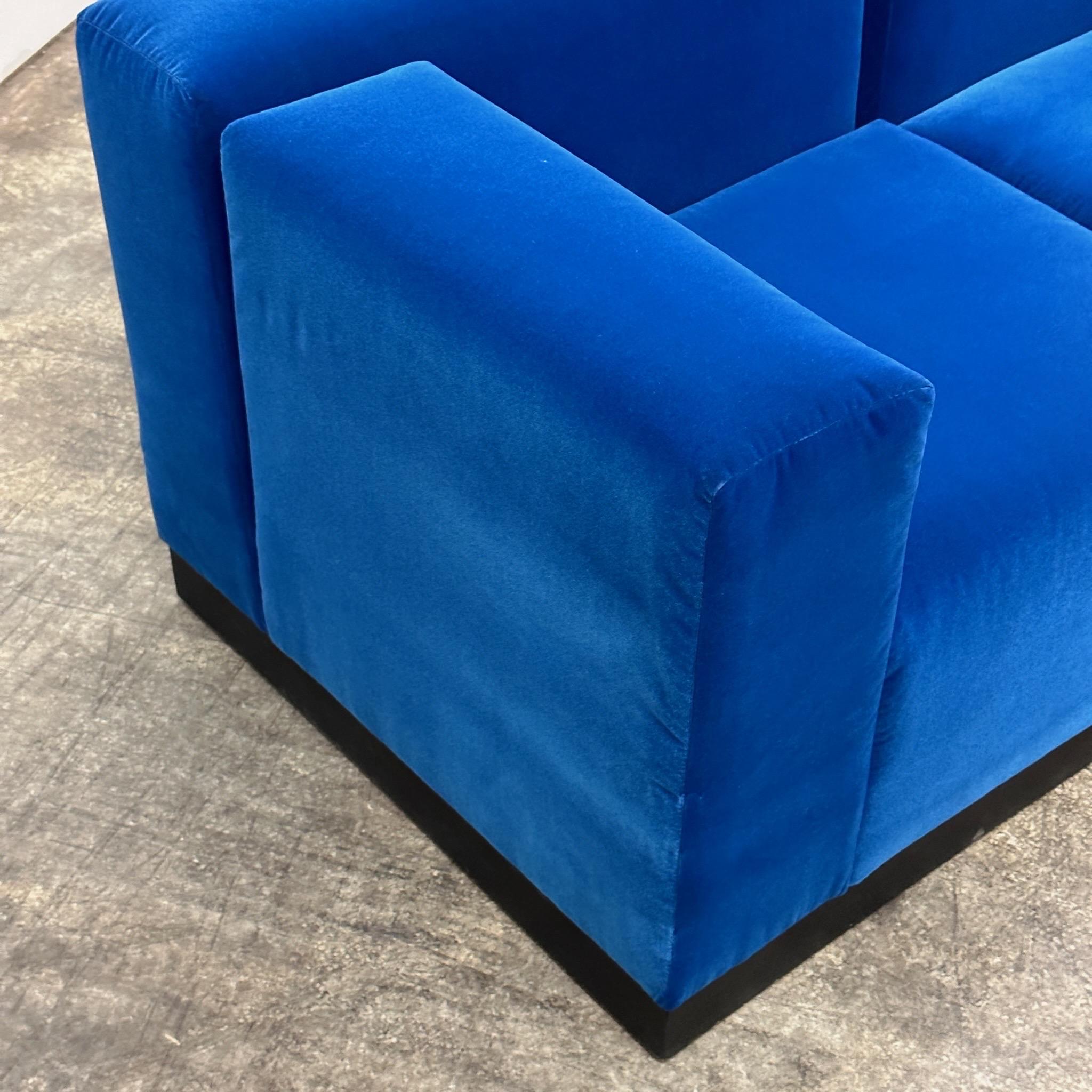 Modular Loveseat by Marden in Blue Mohair In Good Condition For Sale In Chicago, IL