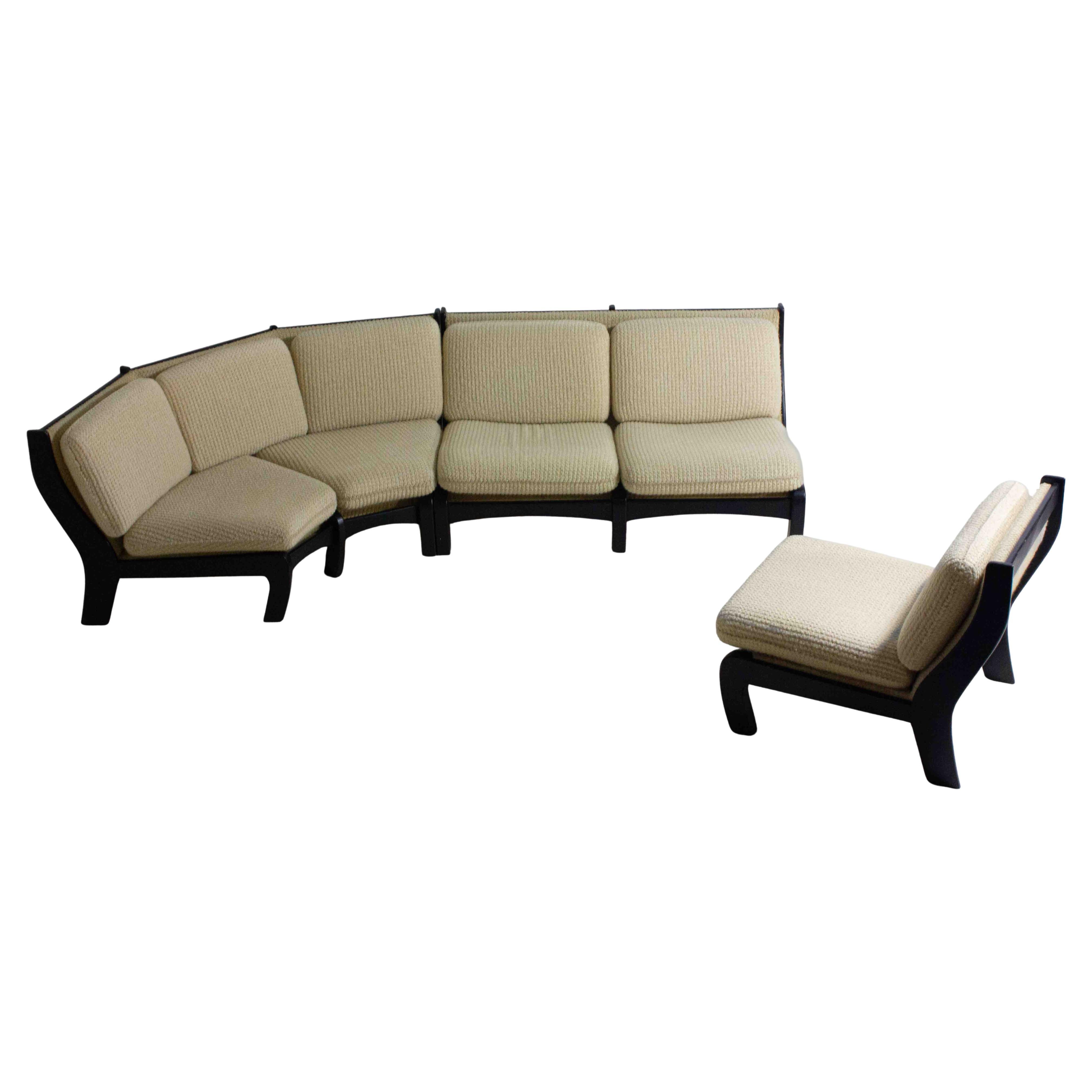 Modular mid-century corner sofa in wool, Belgium 1960s