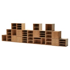 Modular Mid-Century Wooden Office Shelves and Drawers, Italy, 1950's