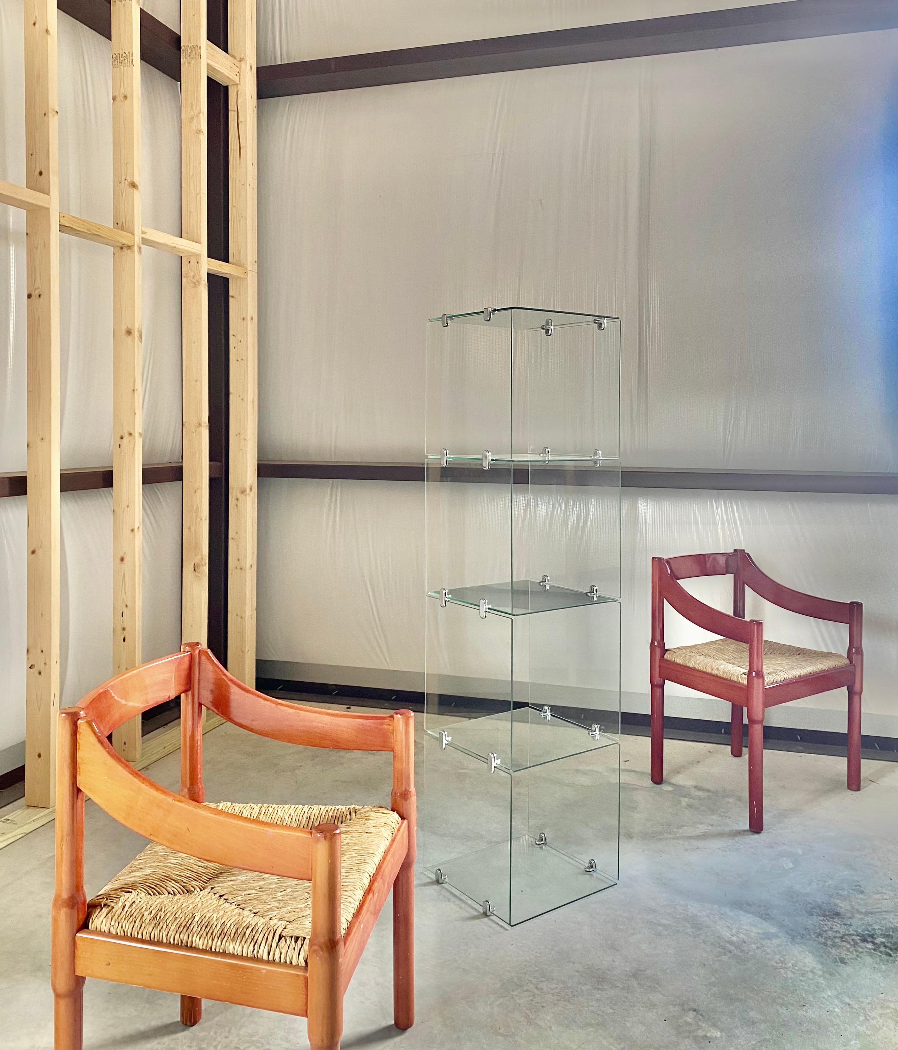 American Modular Minimalist Glass + Chrome Display Vitrine For Sale