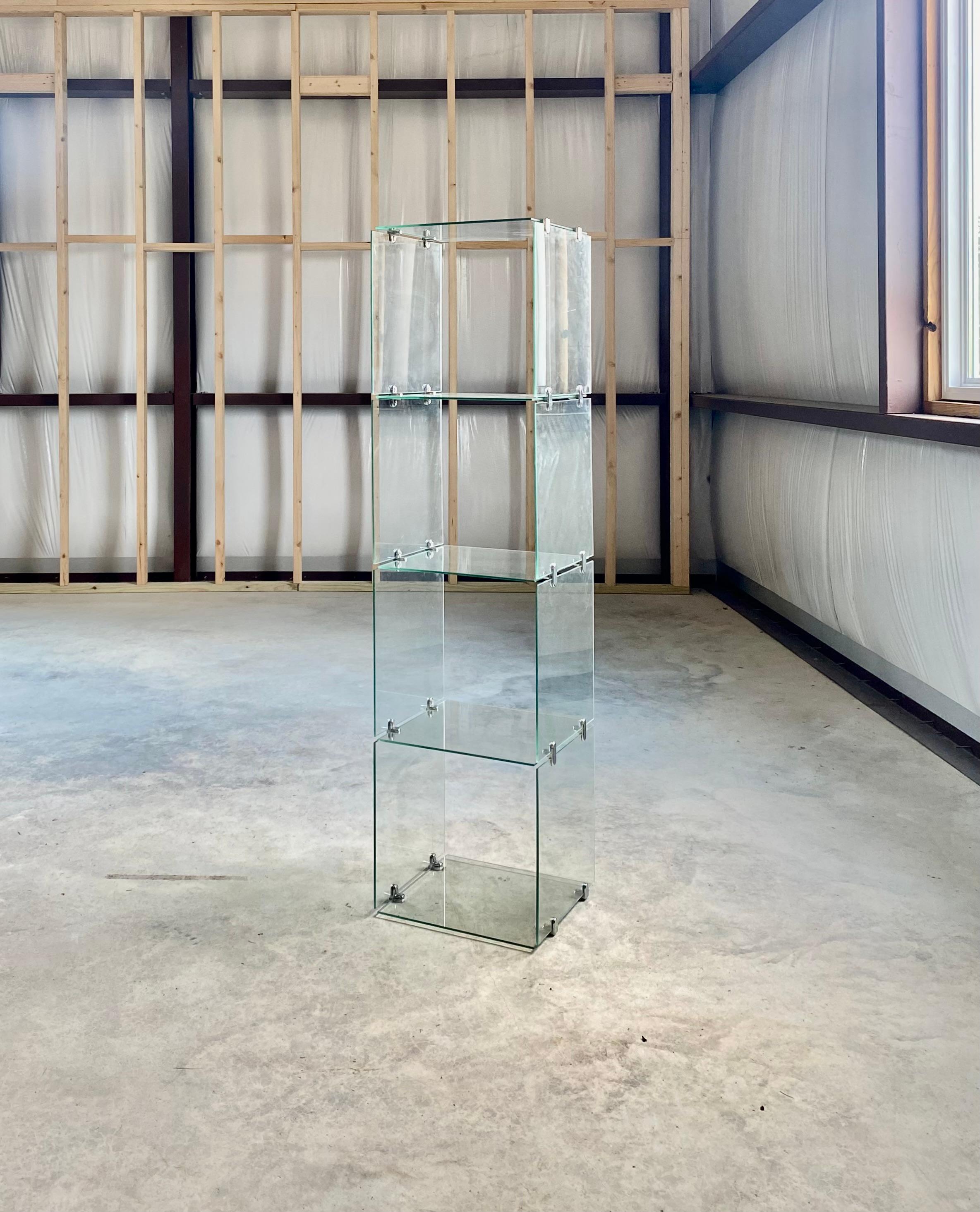 Modular Minimalist Glass + Chrome Display Vitrine For Sale 3