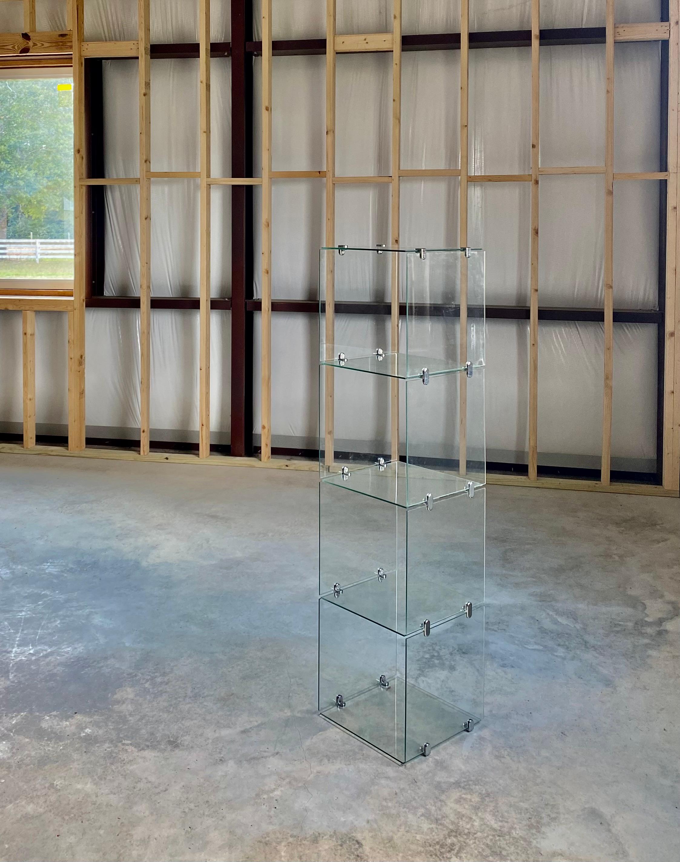 Modular Minimalist Glass + Chrome Display Vitrine For Sale 4