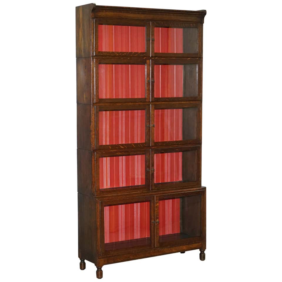 Modular Minty Oxford Five-Piece Antique Stacking Legal Library Bookcase ...