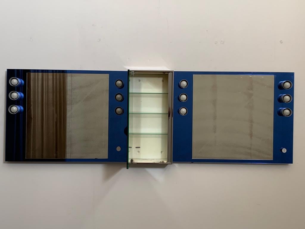 Acciaio Specchio e mobiletto modulare di Veca, anni '70, set di 3 in vendita