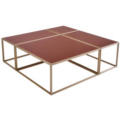 Modular "Mondrian" Brass and Glass Low Table, by P. Tendercool