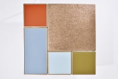 Modular "Mondrian" Brass, Bronze and Glass Low Table, by P. Tendercool