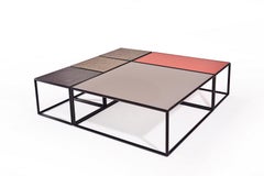 Modular "Mondrian" Brass, Bronze and Glass Low Table, by P. Tendercool