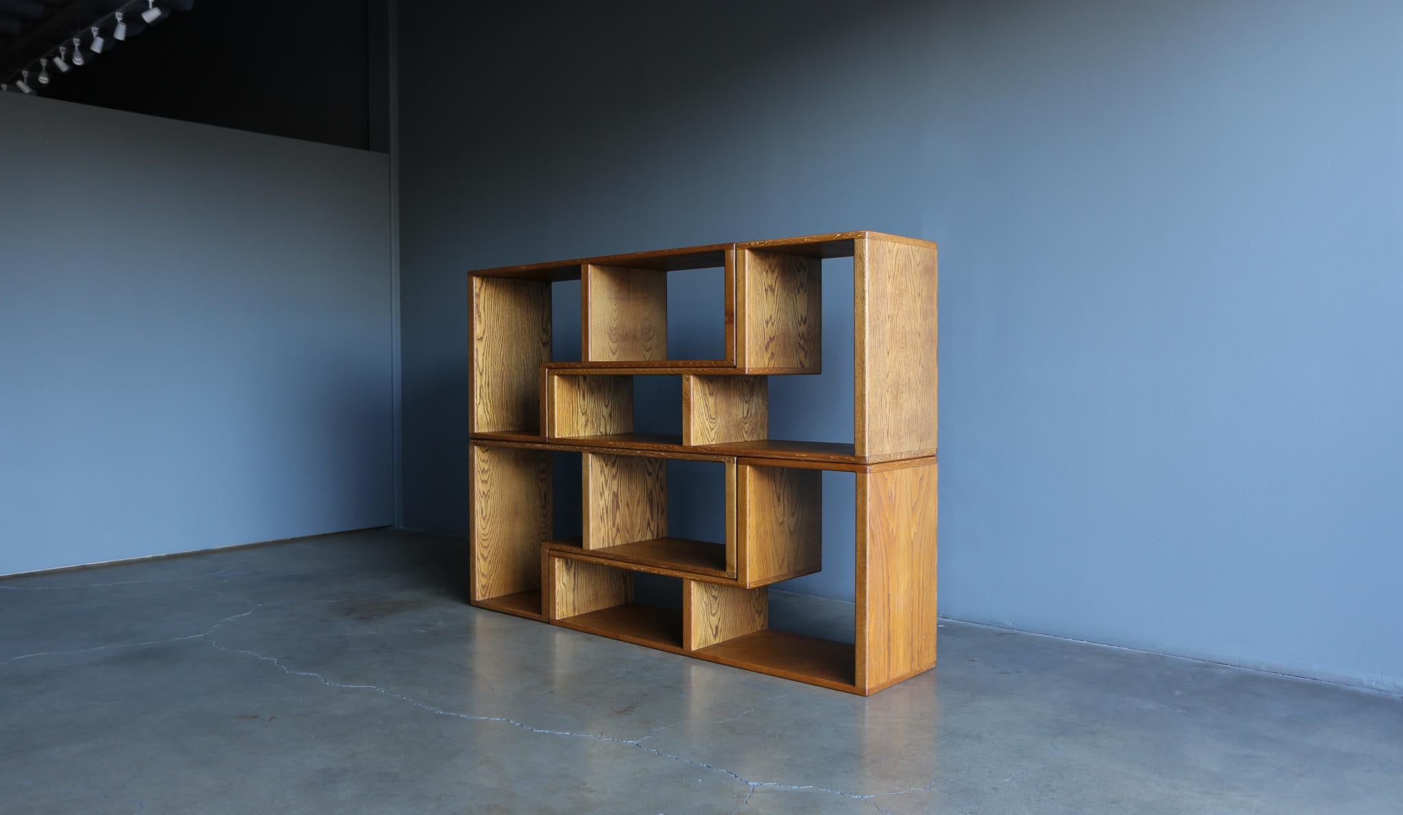Modular Oak Bookcase, circa 1975 4
