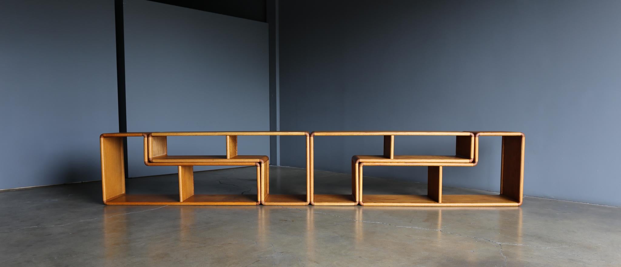 Modular Oak Bookcase, circa 1975 8