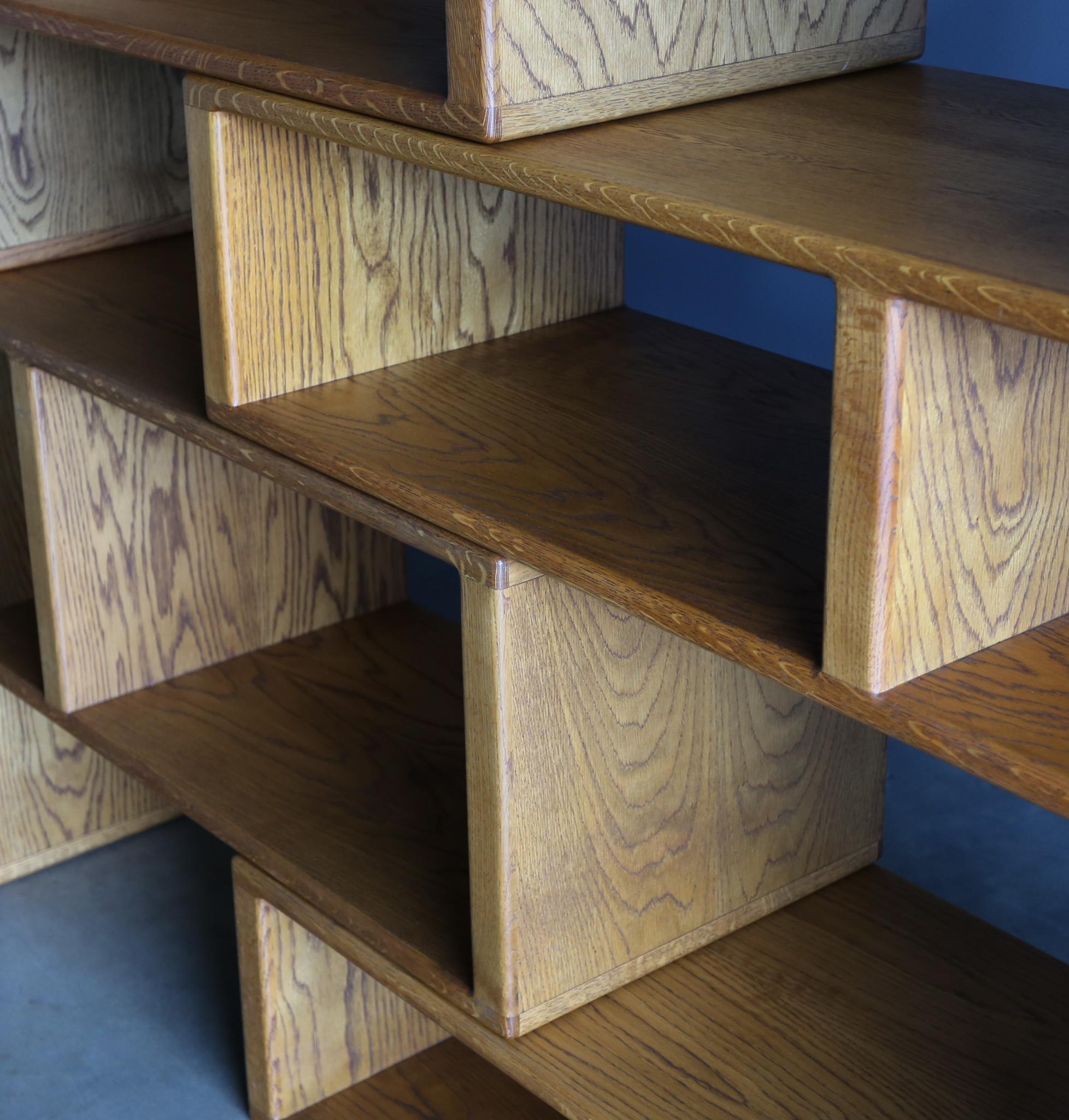 Mid-Century Modern Modular Oak Bookcase, circa 1975