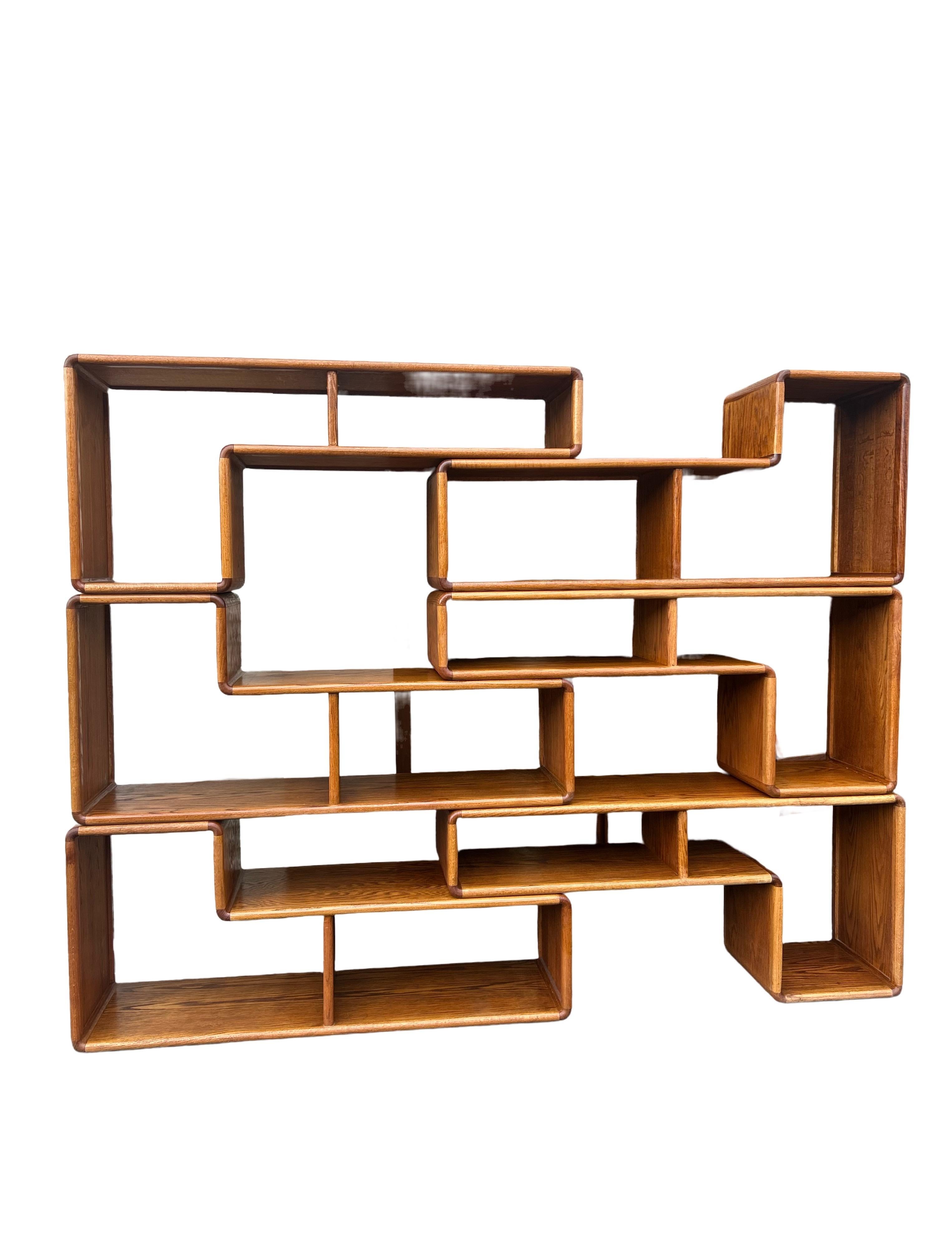 Mid-Century Modern Modular Oak Bookcases, circa 1970s