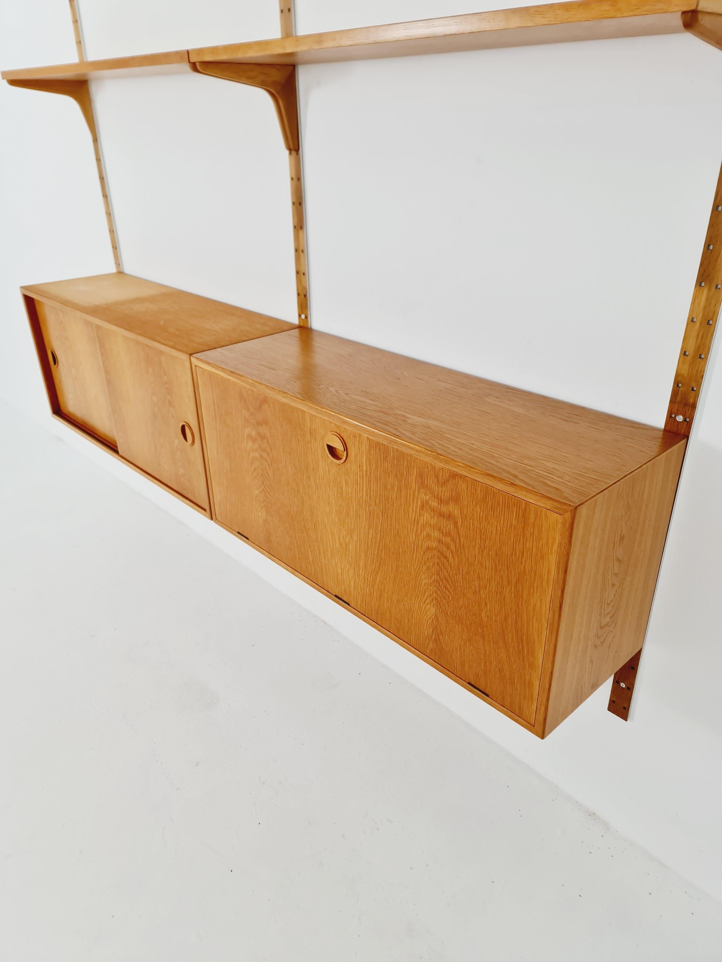 Mid-Century moderno Sistema di scaffali modulari in Oak di Hansen & Guldborg Mobler, Danimarca, anni '60 in vendita