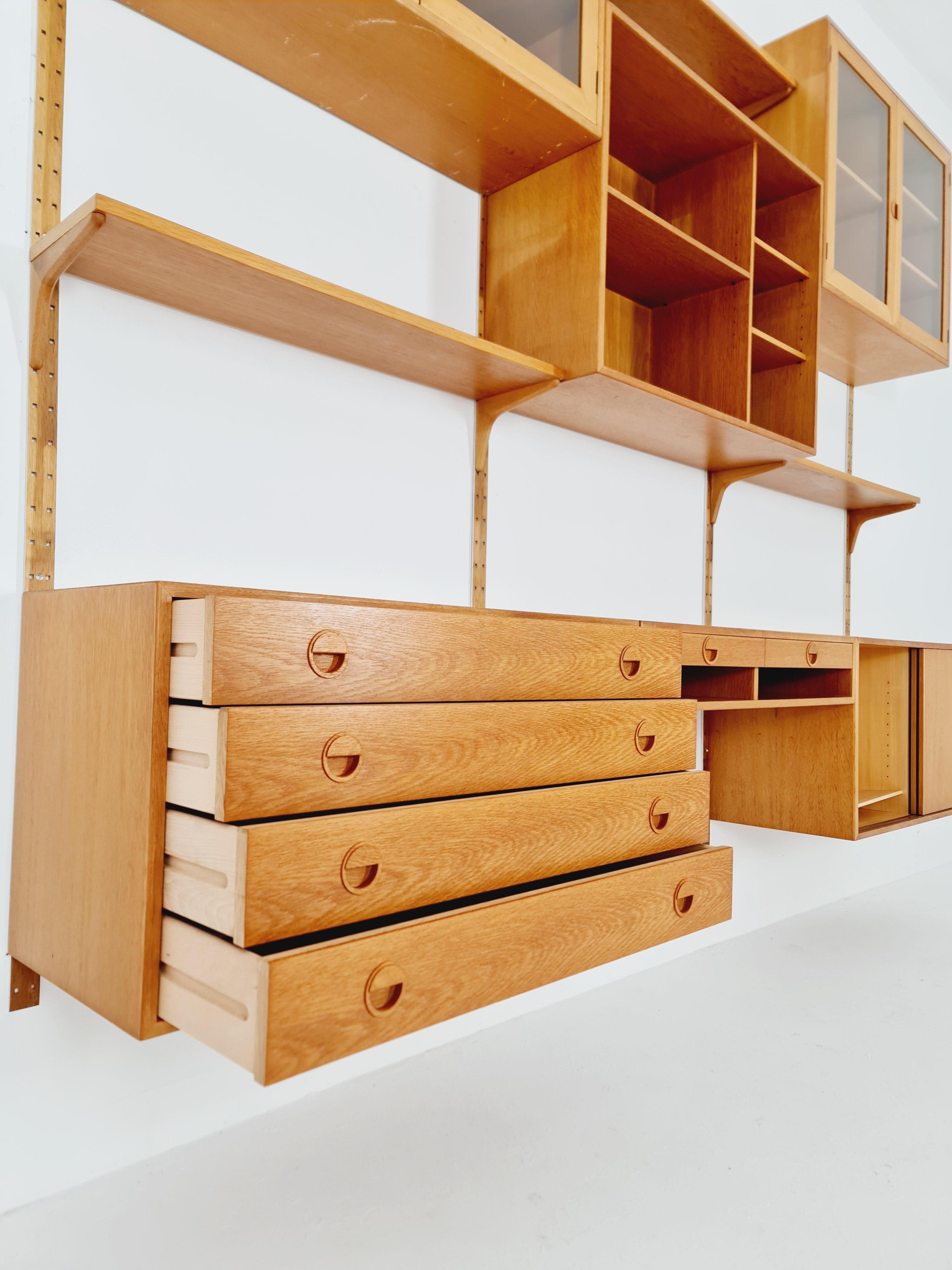 Metà XX secolo Sistema di scaffali modulari in Oak di Hansen & Guldborg Mobler, Danimarca, anni '60 in vendita