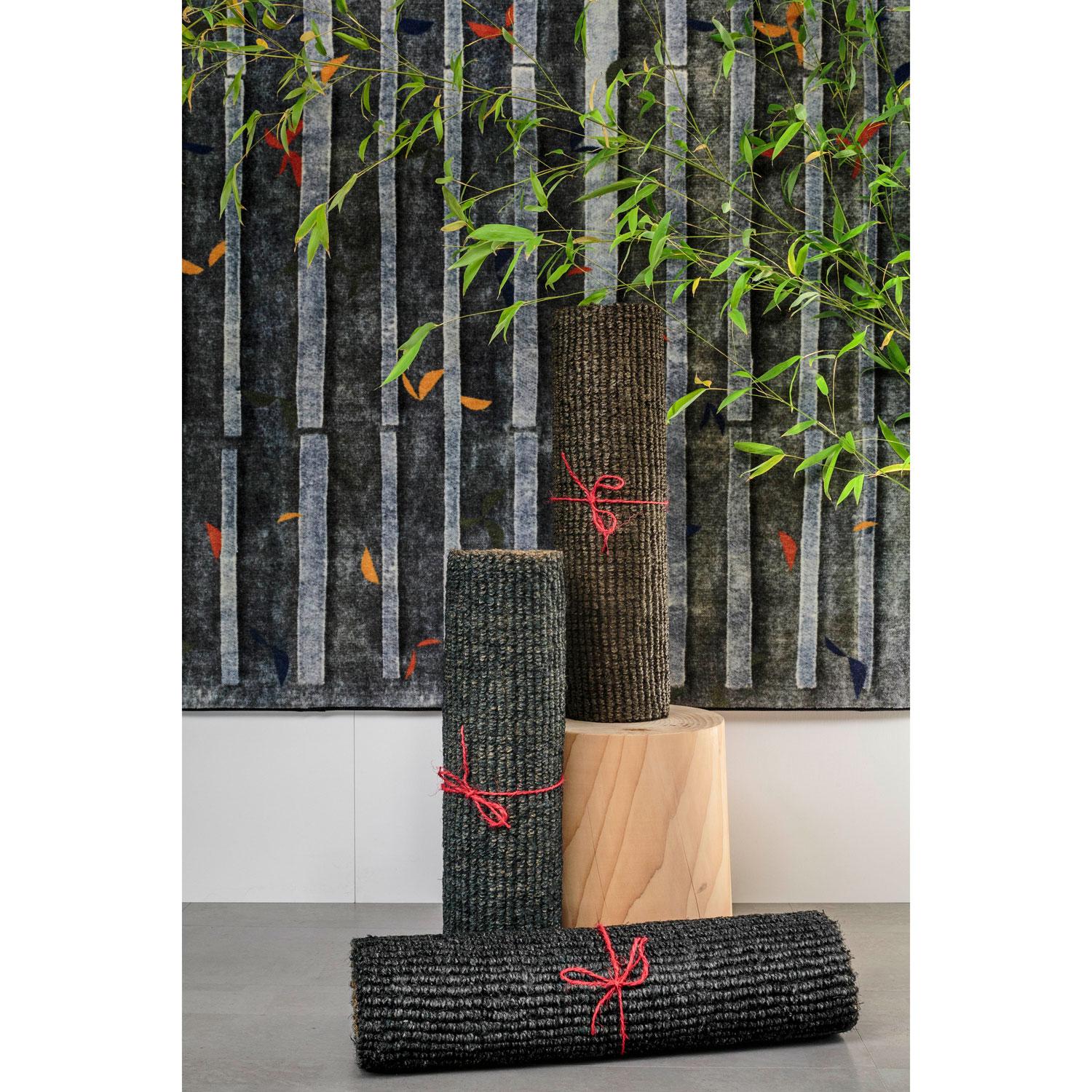 Contemporary 21st Cent Outdoor-Indoor Natural Black Coconut Rug by Deanna Comellini 195x285cm For Sale