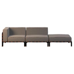 Sofá modular de exterior refinado con tapicería de piel y estampada