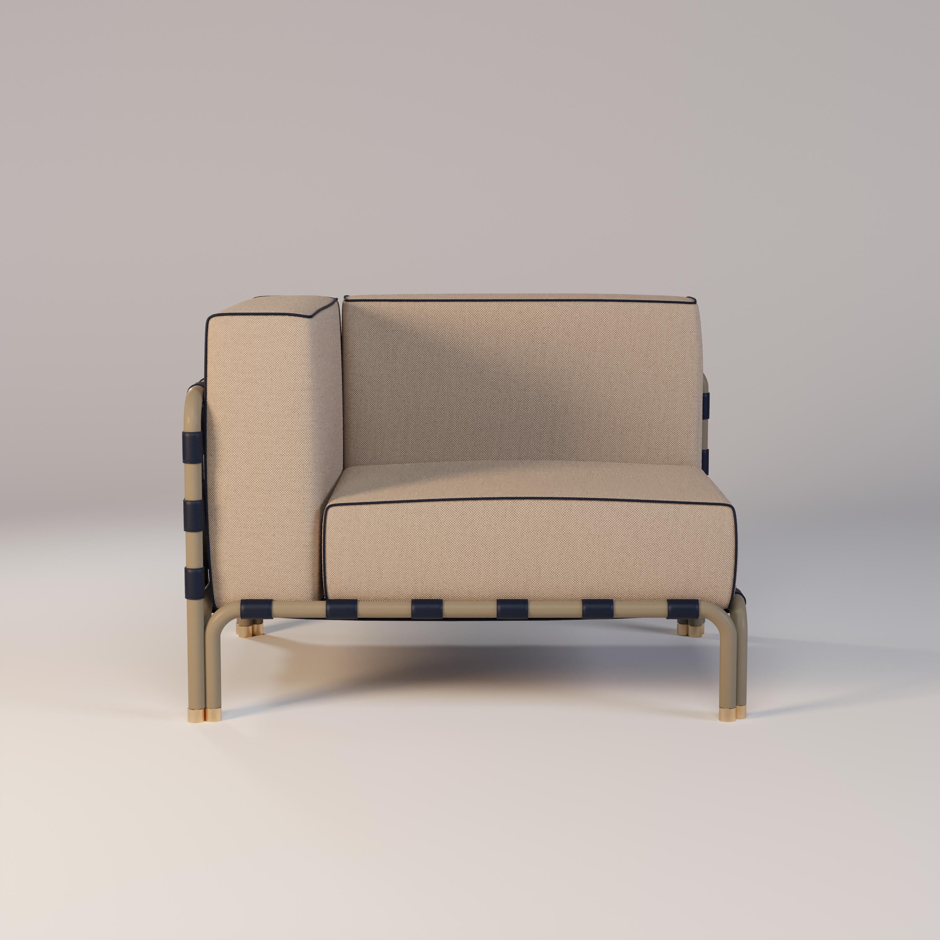 Modernes Outdoor-Modulsofa mit wasserdichten blauen Lederkissen im Zustand „Neu“ im Angebot in Santo Tirso, PT