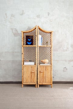Modular Pagoda-Style Bamboo Bookcase – 1970s