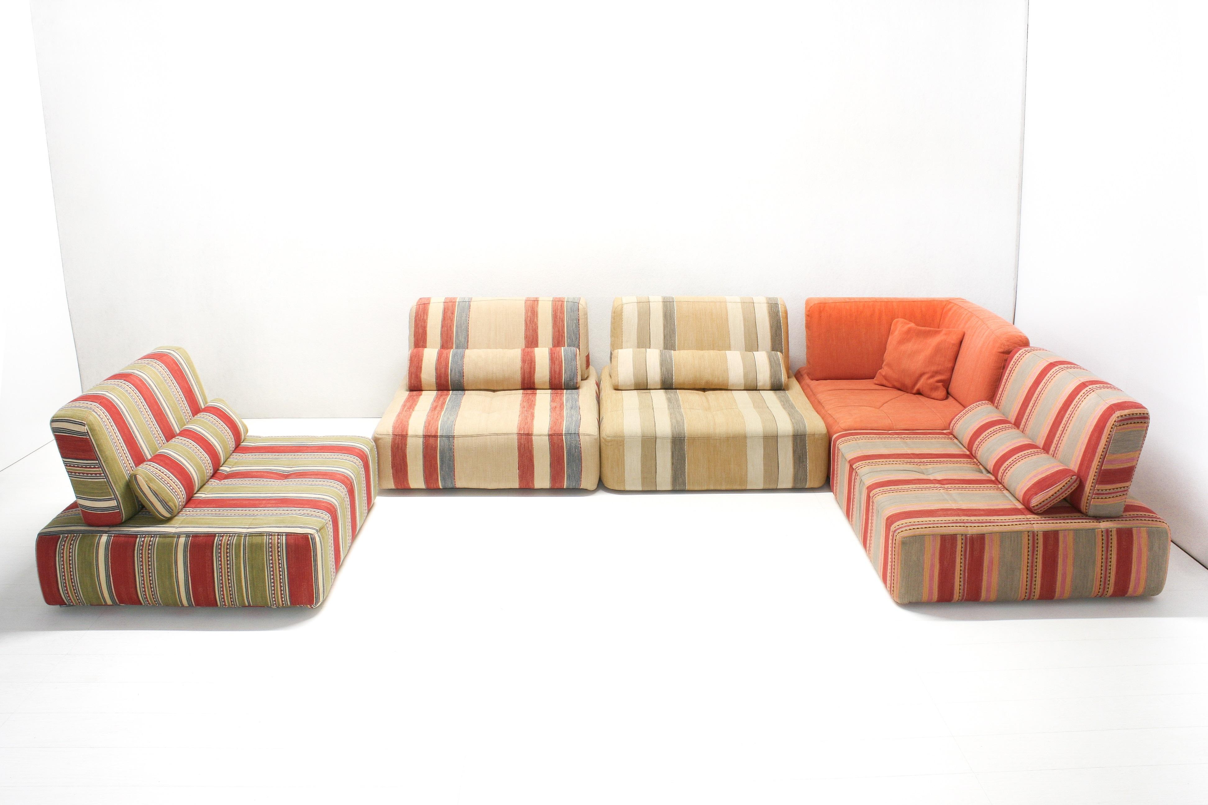 French Modular Parcours Voyage Immobile Fabric Sofa by Sacha Lakic for Roche Bobois