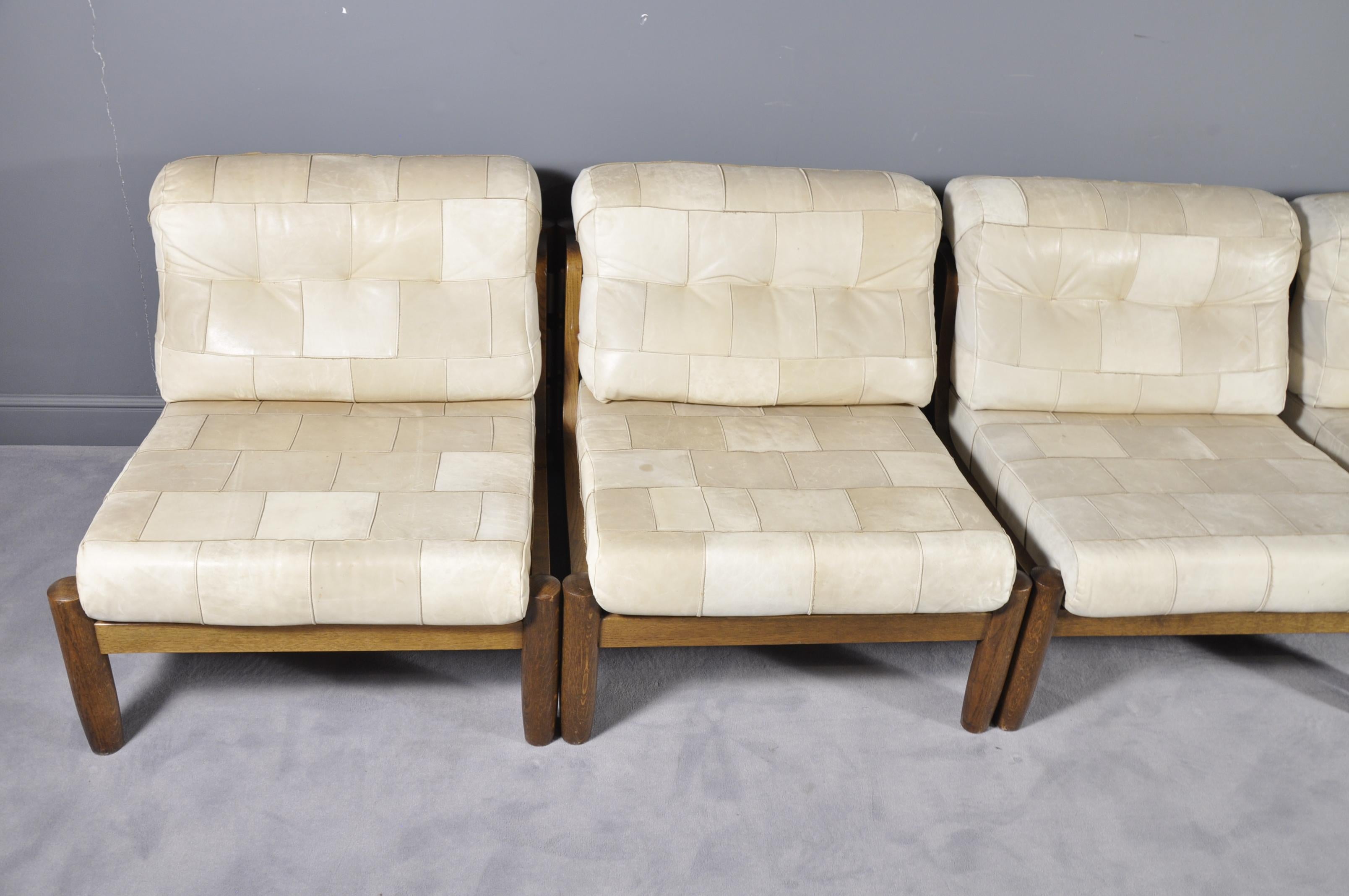 Danish Modular Patchwork Leather Sofa, 1970s