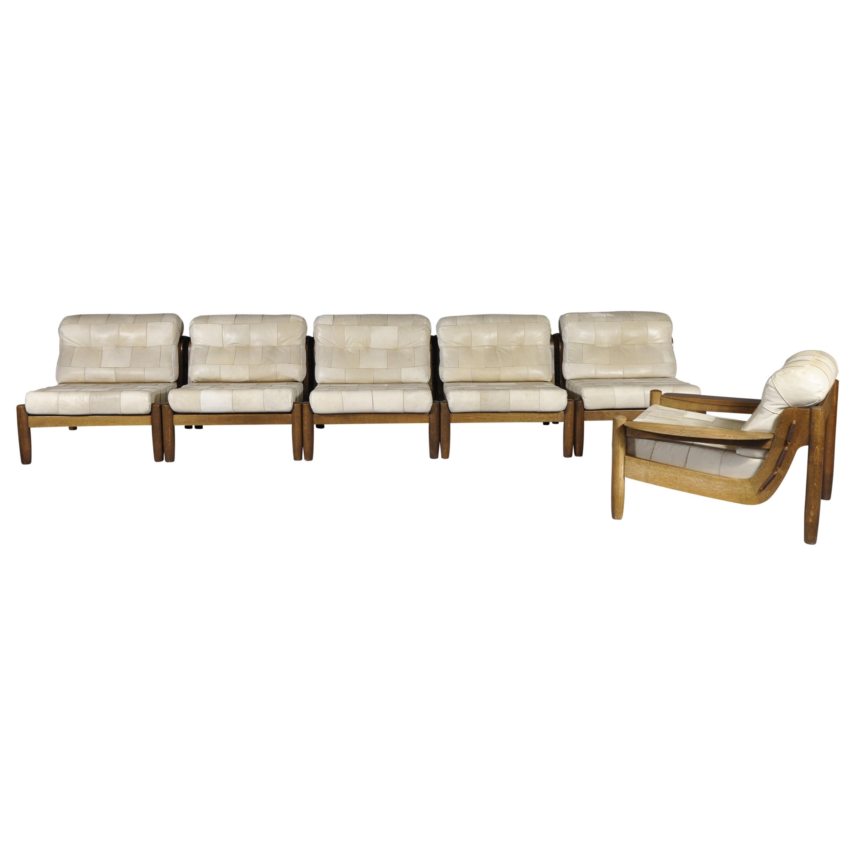 Modular Patchwork Leather Sofa, 1970s For Sale