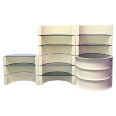 Modular plastic and glass bookcase/bar, Italy, 1970s