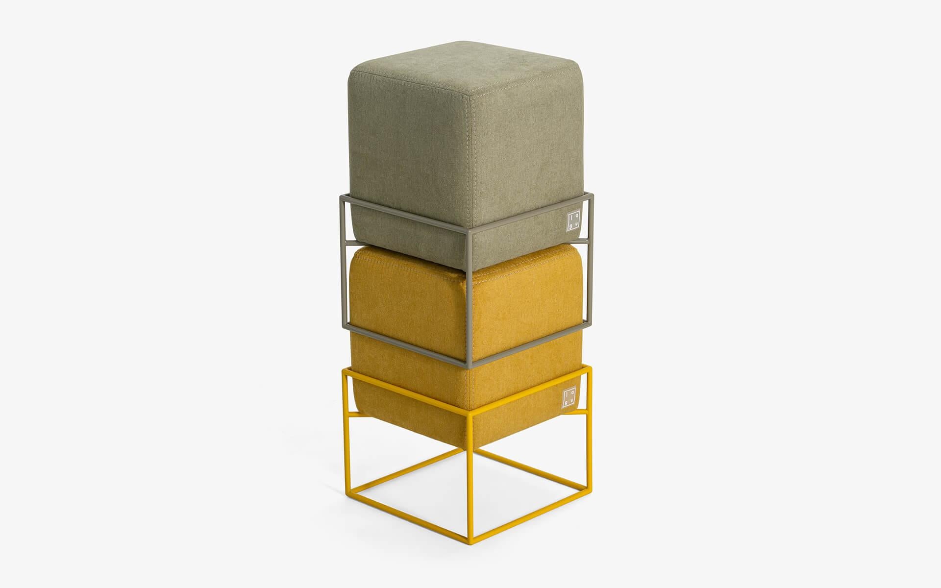 Contemporary Modular Pouf Set ‘Cubo’ – Stackable Stools by Lagu (4 pcs) For Sale