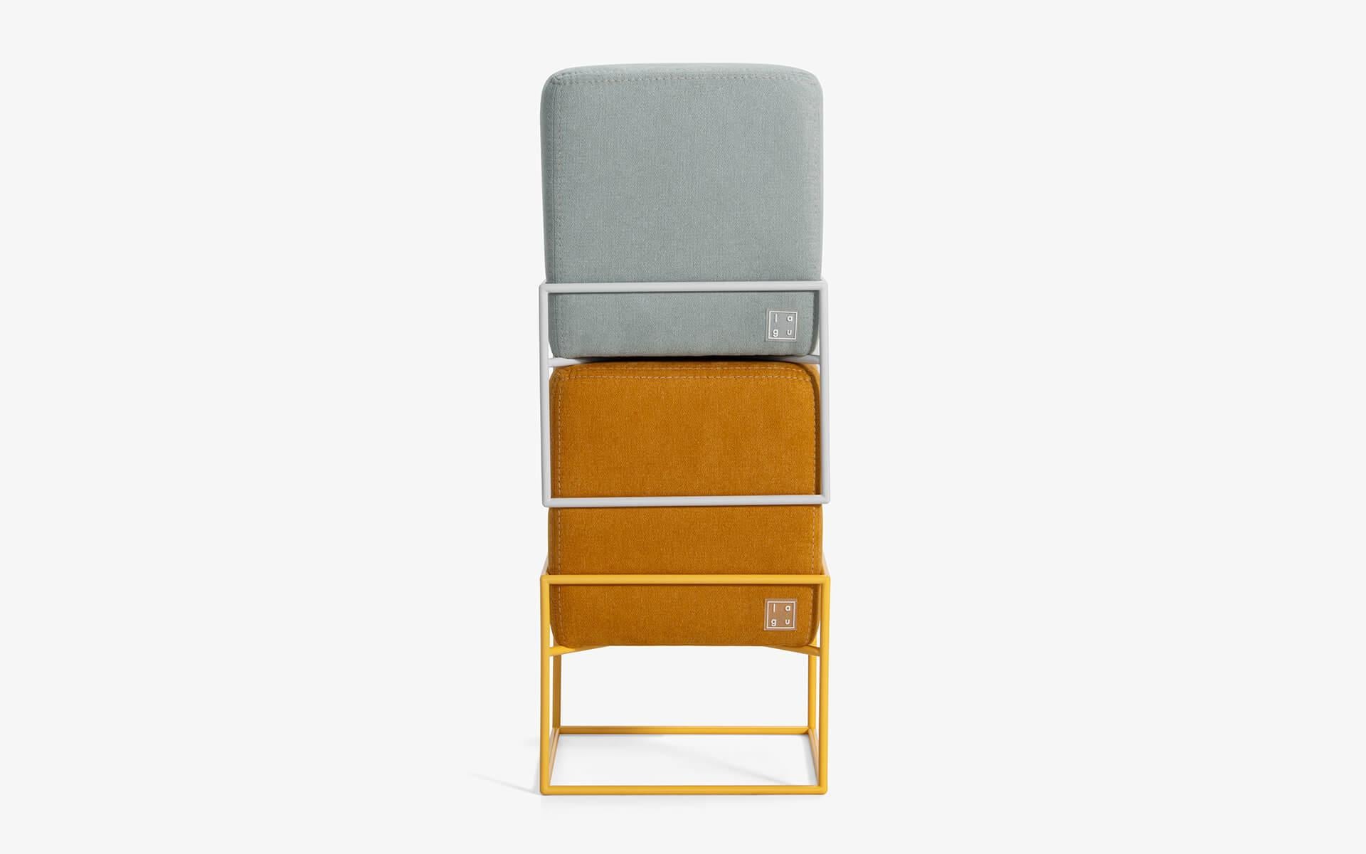 Metal Modular Pouf Set ‘Cubo’ – Stackable Stools by Lagu (4 pcs) For Sale