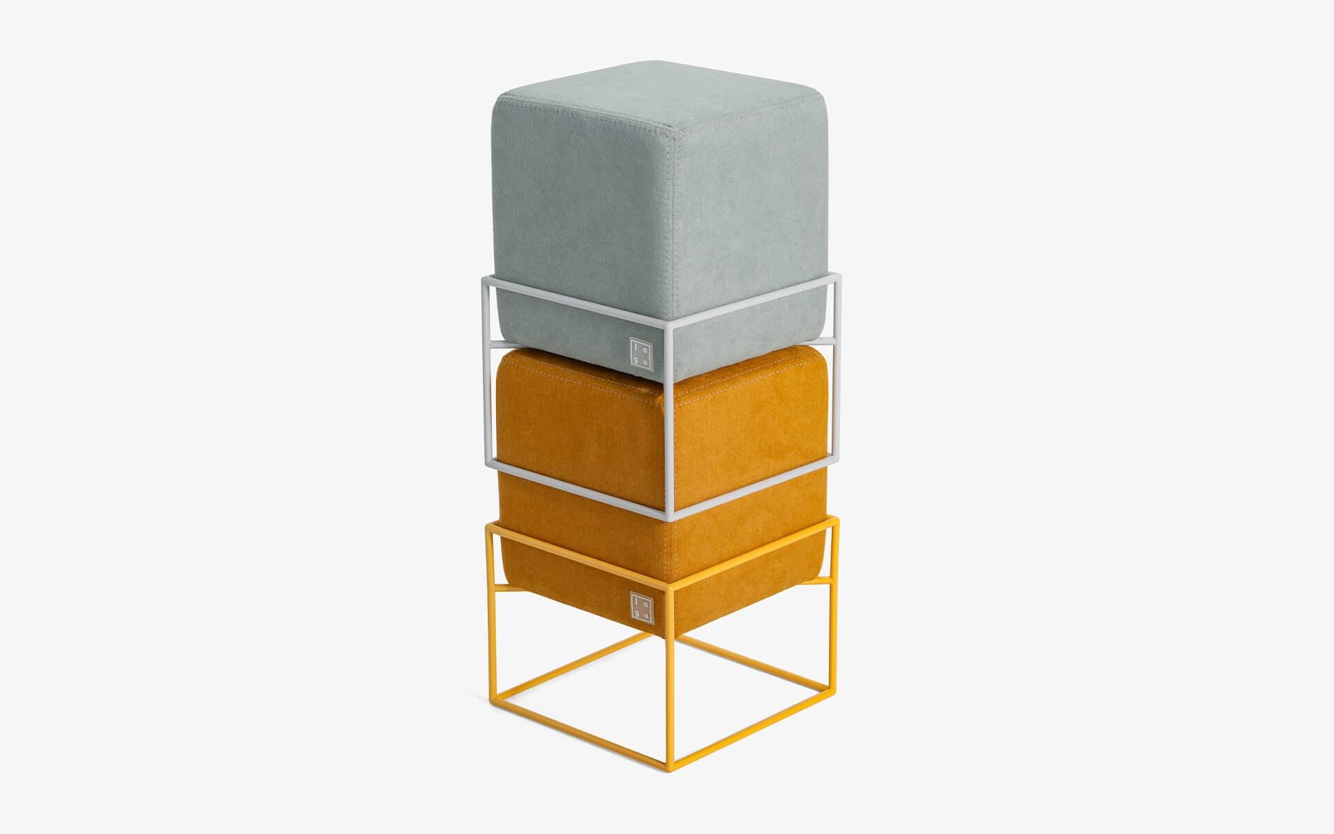 Modular Pouf Set ‘Cubo’ – Stackable Stools by Lagu (4 pcs) For Sale 1