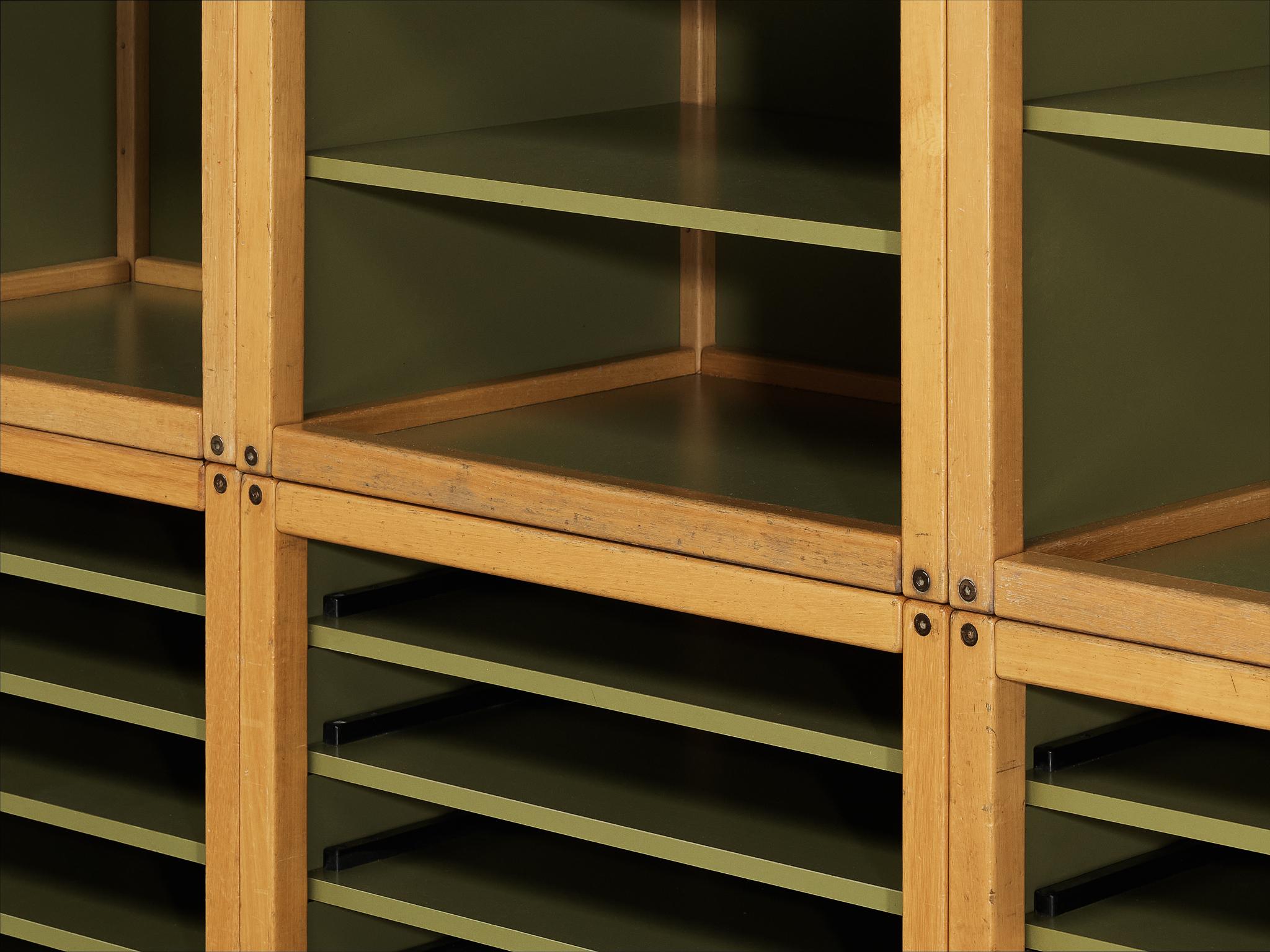Modular 'Profilsystem' Wall Unit with Diverse Storage Compartments in Green For Sale 3