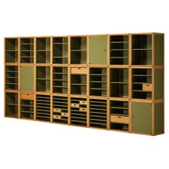 Modular 'Profilsystem' Wall Unit with Diverse Storage Compartments in Green 